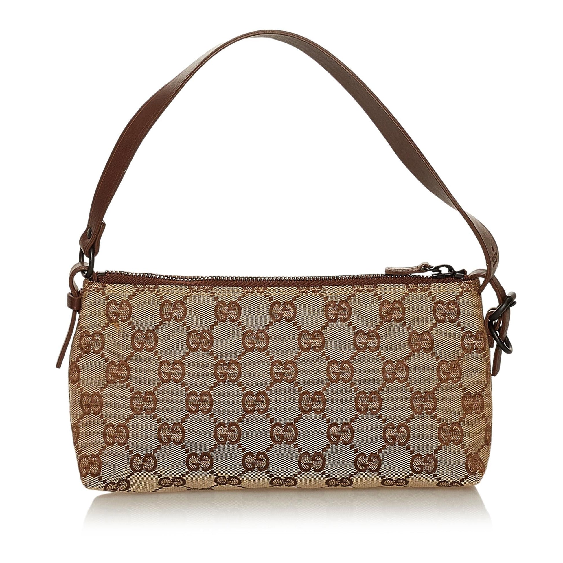 Gucci GG Baguette SHG Canvas Brown Handbag 3