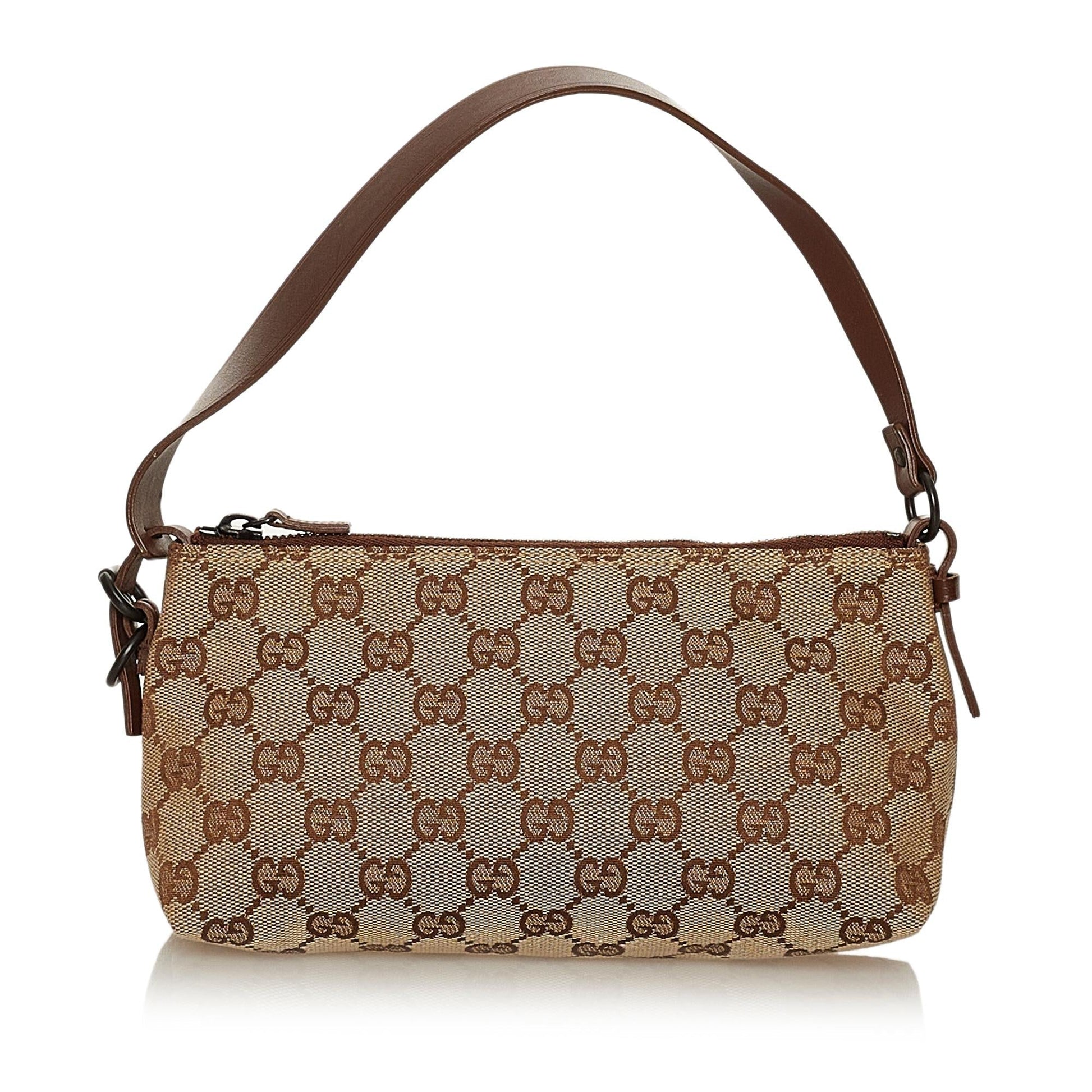 Gucci GG Baguette SHG Canvas Brown Handbag 3