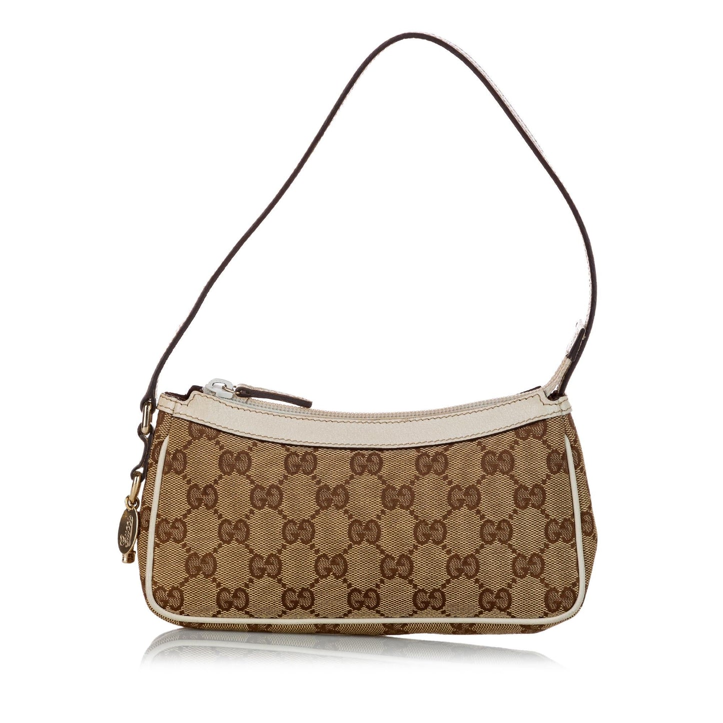 Gucci GG Baguette SHG Canvas White Brown Handbag