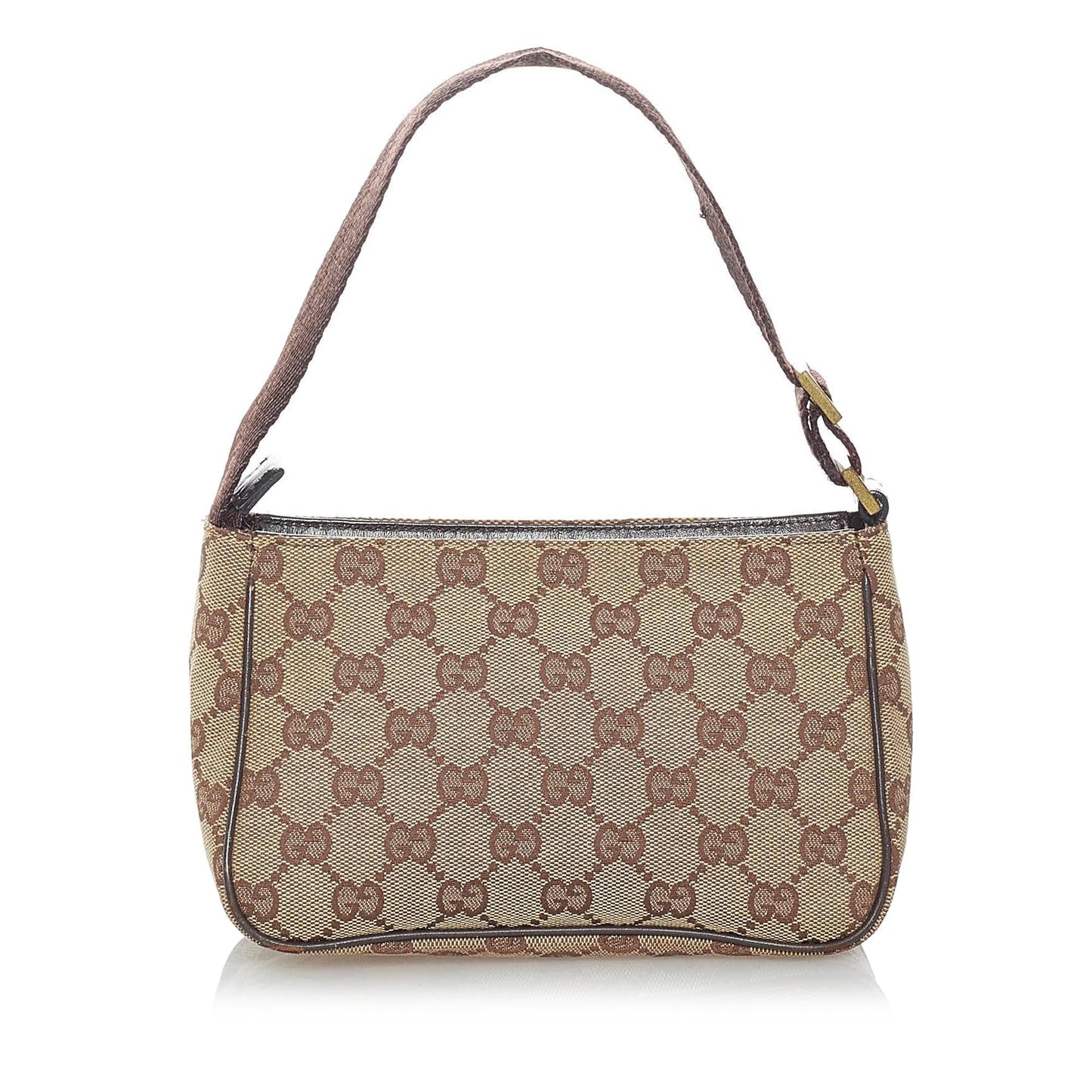 Gucci GG Baguette SHG Canvas Calf Brown Handbag Baguette Shg