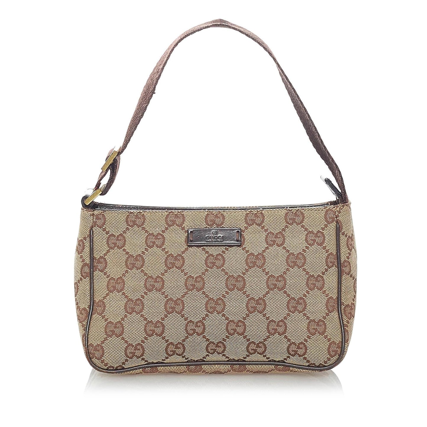 Gucci GG Baguette SHG Canvas Calf Brown Handbag Baguette Shg