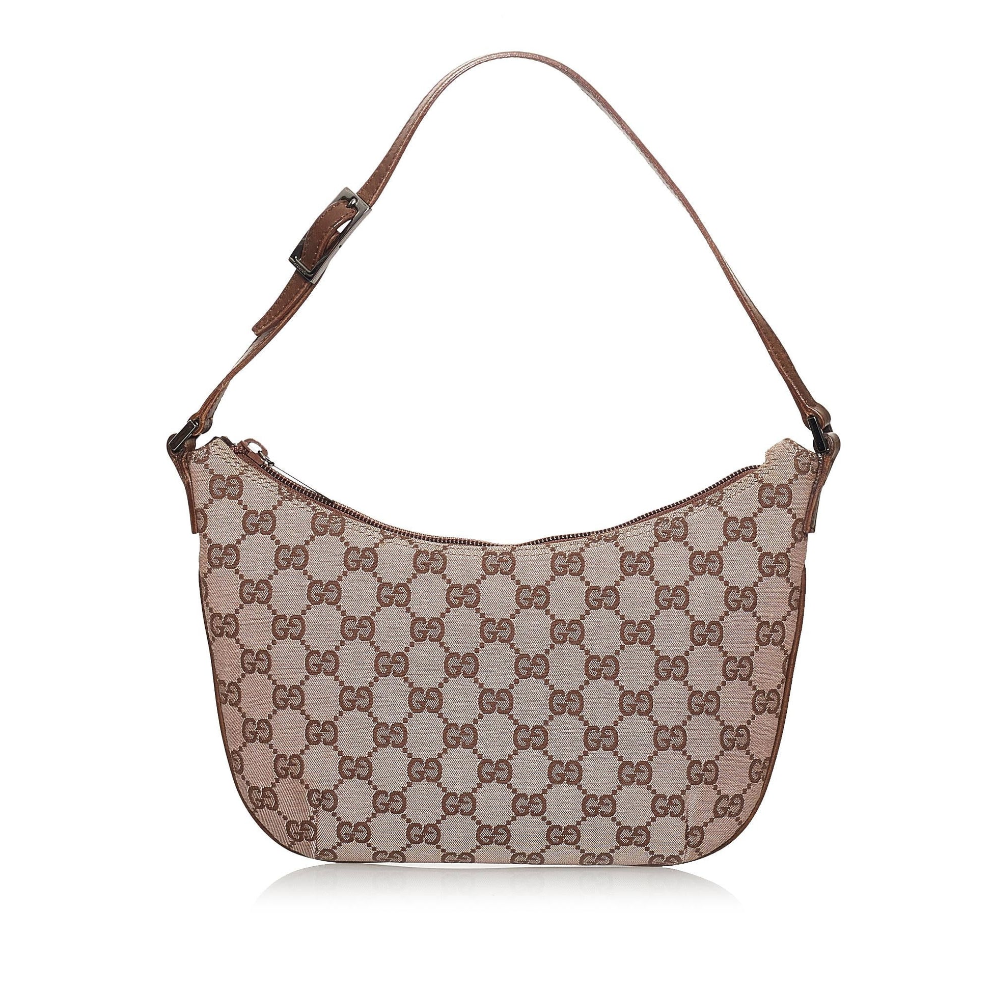 Gucci GG Baguette SHG Canvas Calf Brown Handbag