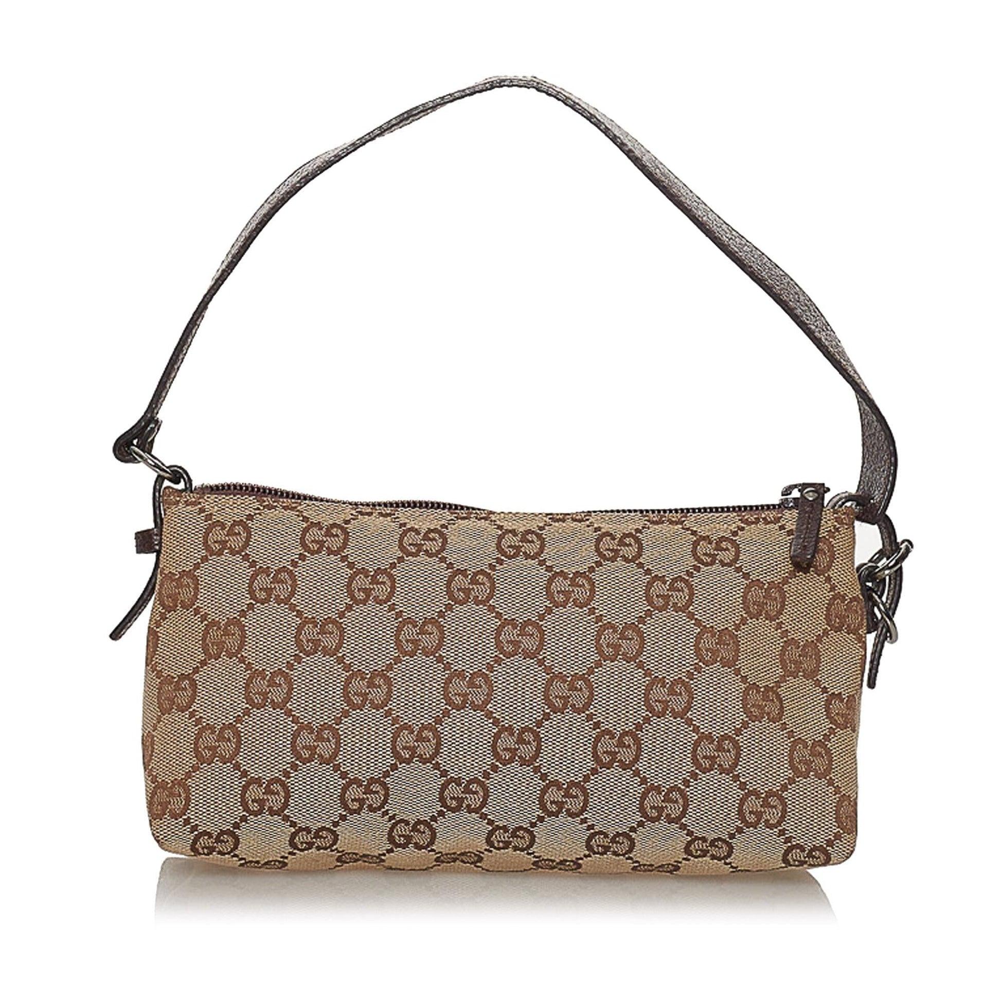 Gucci GG Baguette SHG Canvas Black Brown Handbag