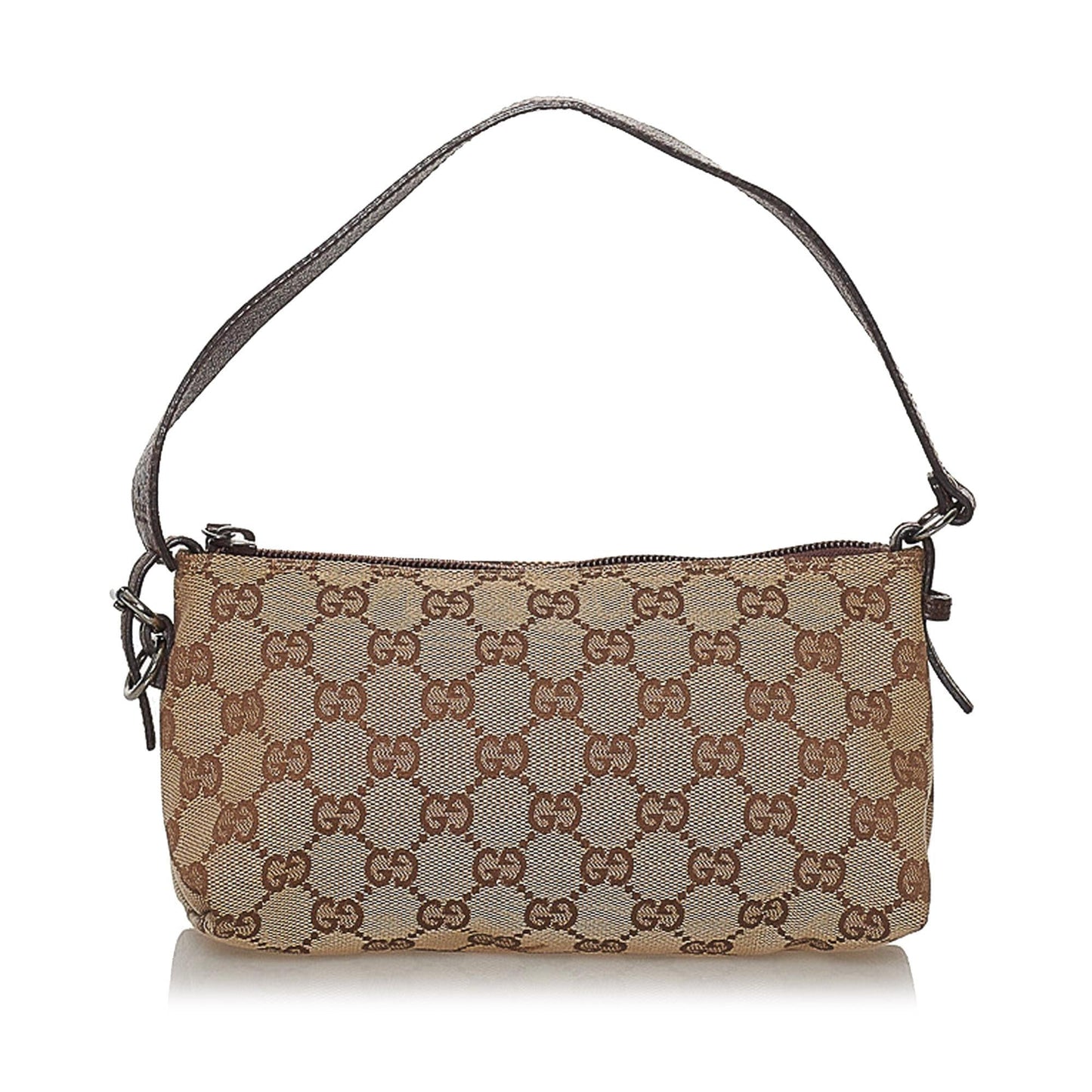 Gucci GG Baguette SHG Canvas Black Brown Handbag
