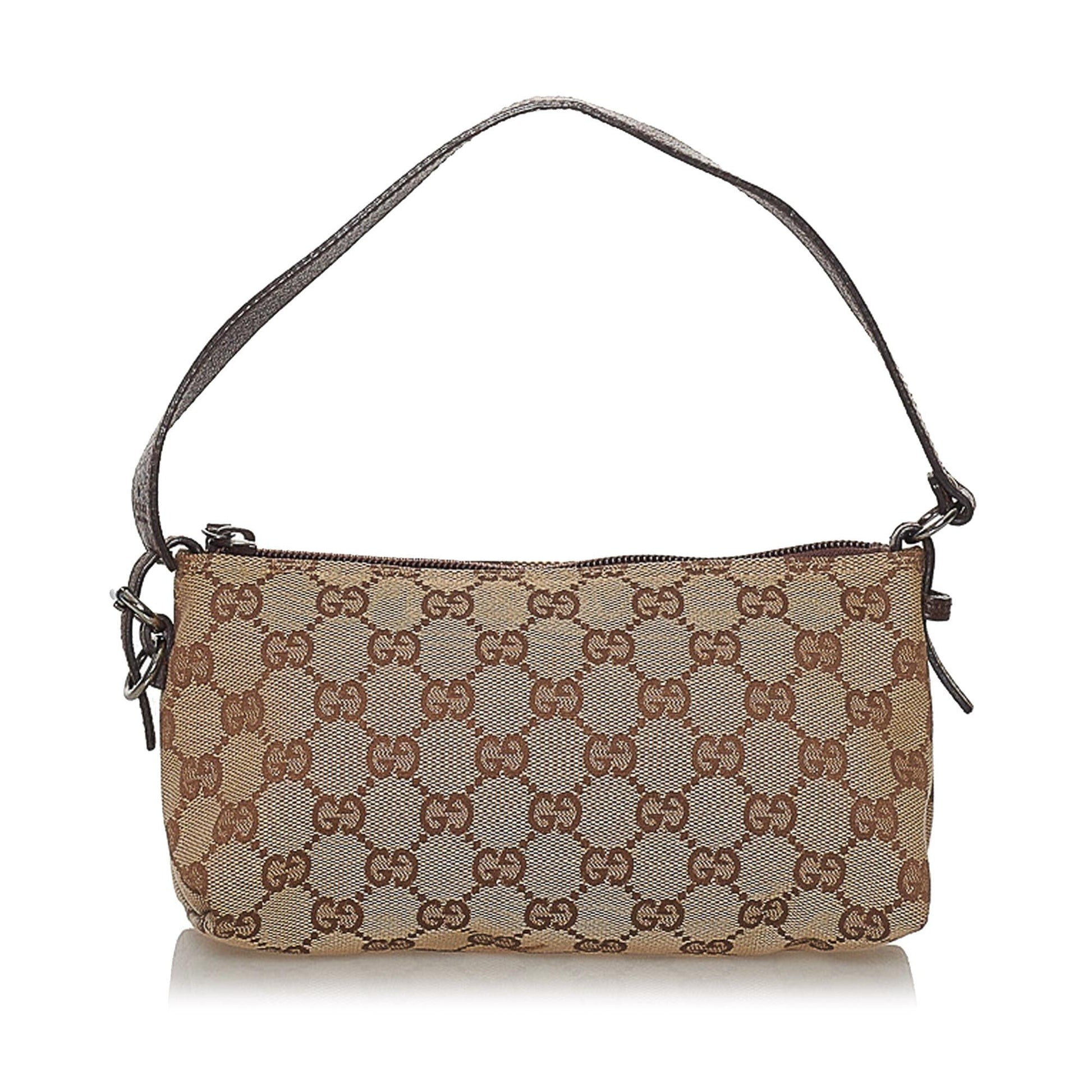 Gucci GG Baguette SHG Canvas Black Brown Handbag