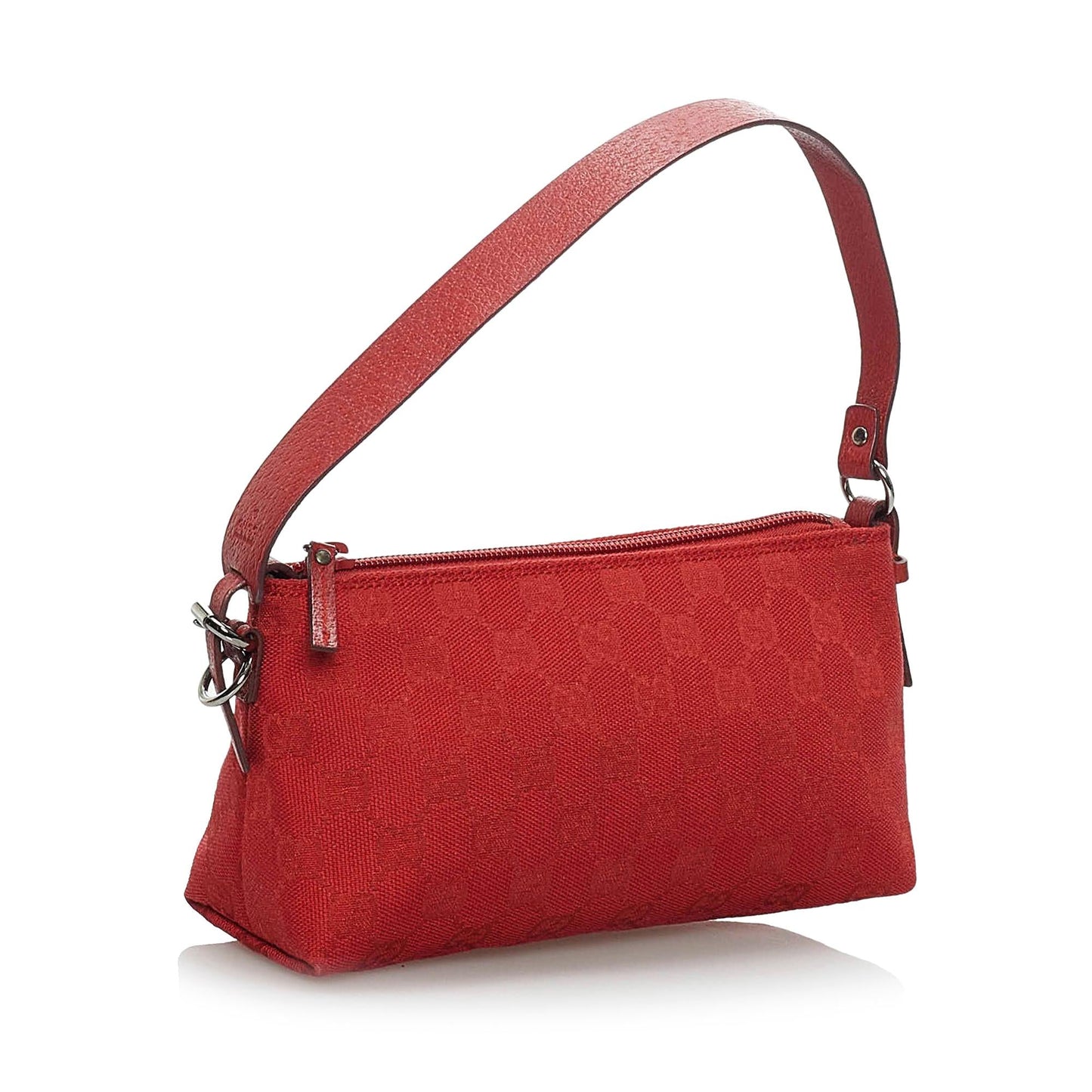 Gucci GG Baguette SHG Canvas Red Handbag
