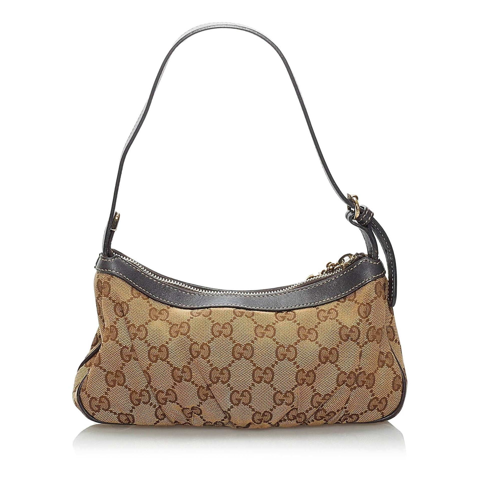 Gucci GG Baguette SHG Canvas Brown Handbag