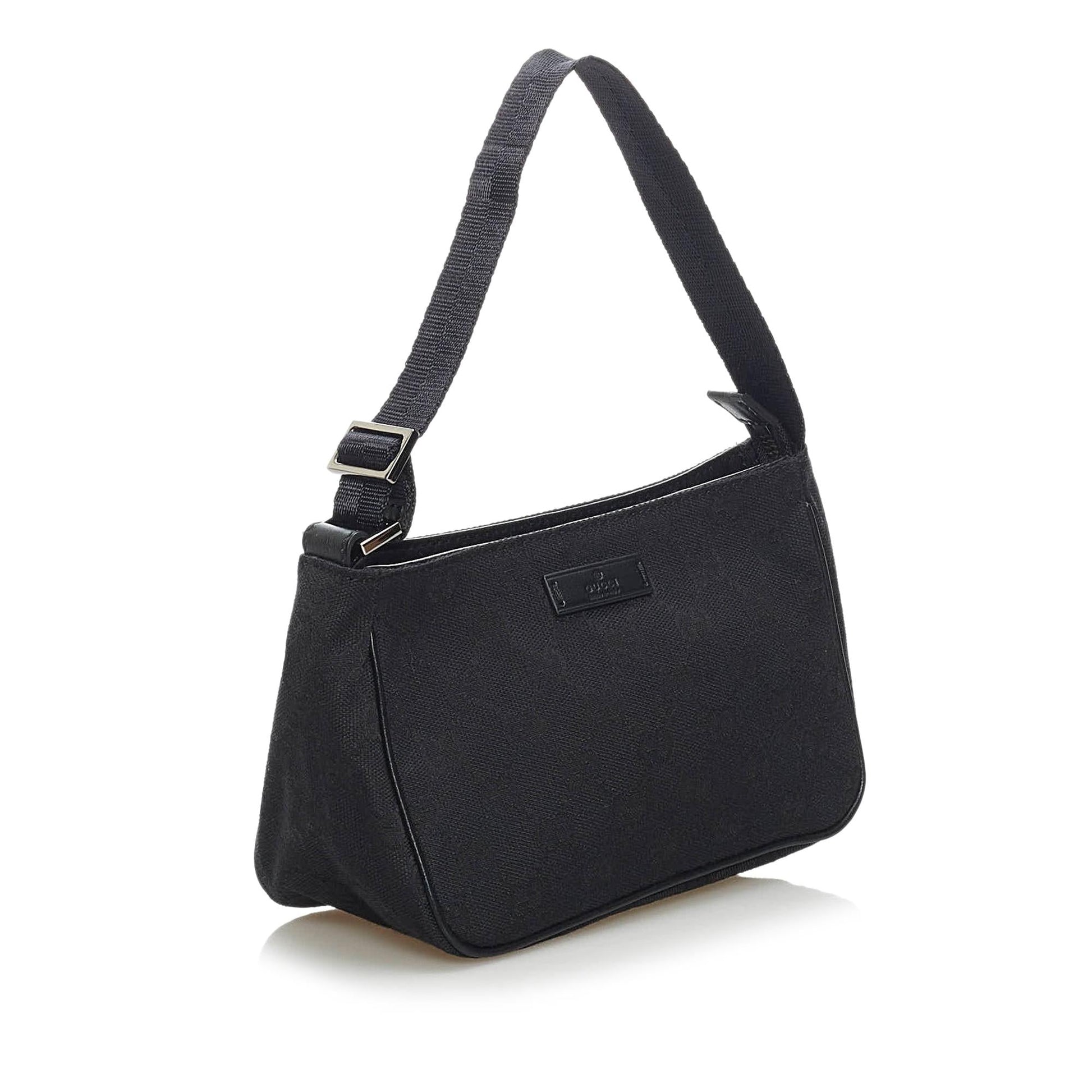 Gucci GG Baguette SHG Canvas Black Handbag Baguette Shg