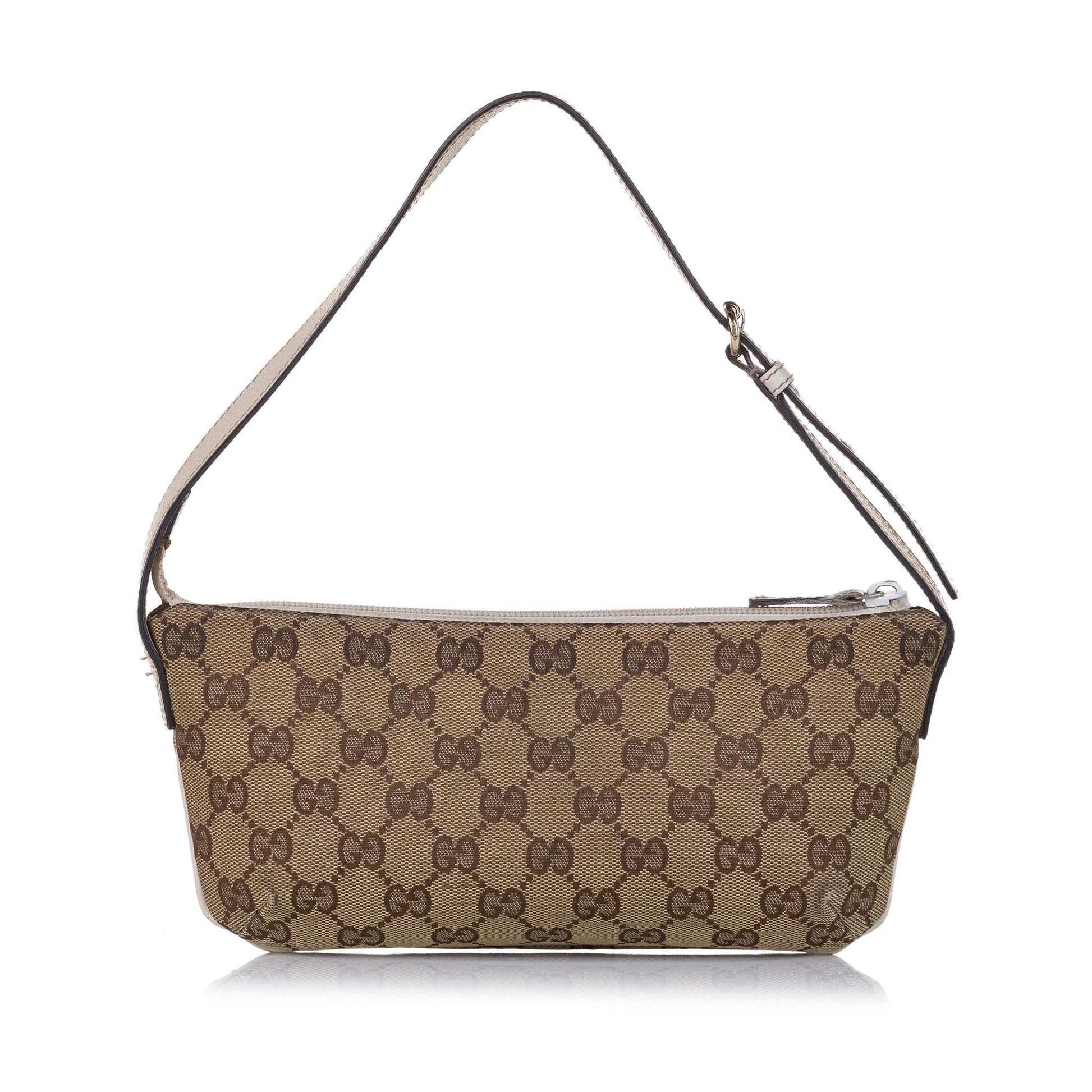 Gucci GG Baguette SHG Canvas Brown Handbag Baguette Shg