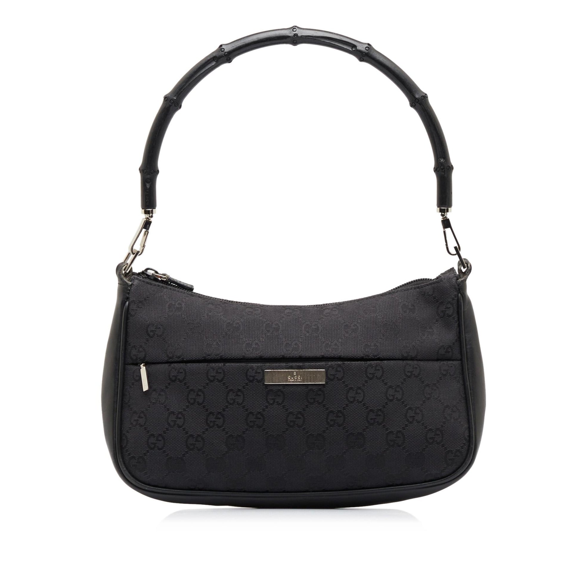 Gucci GG Bamboo Baguette SHG-kSjf51 Canvas Black Handbag