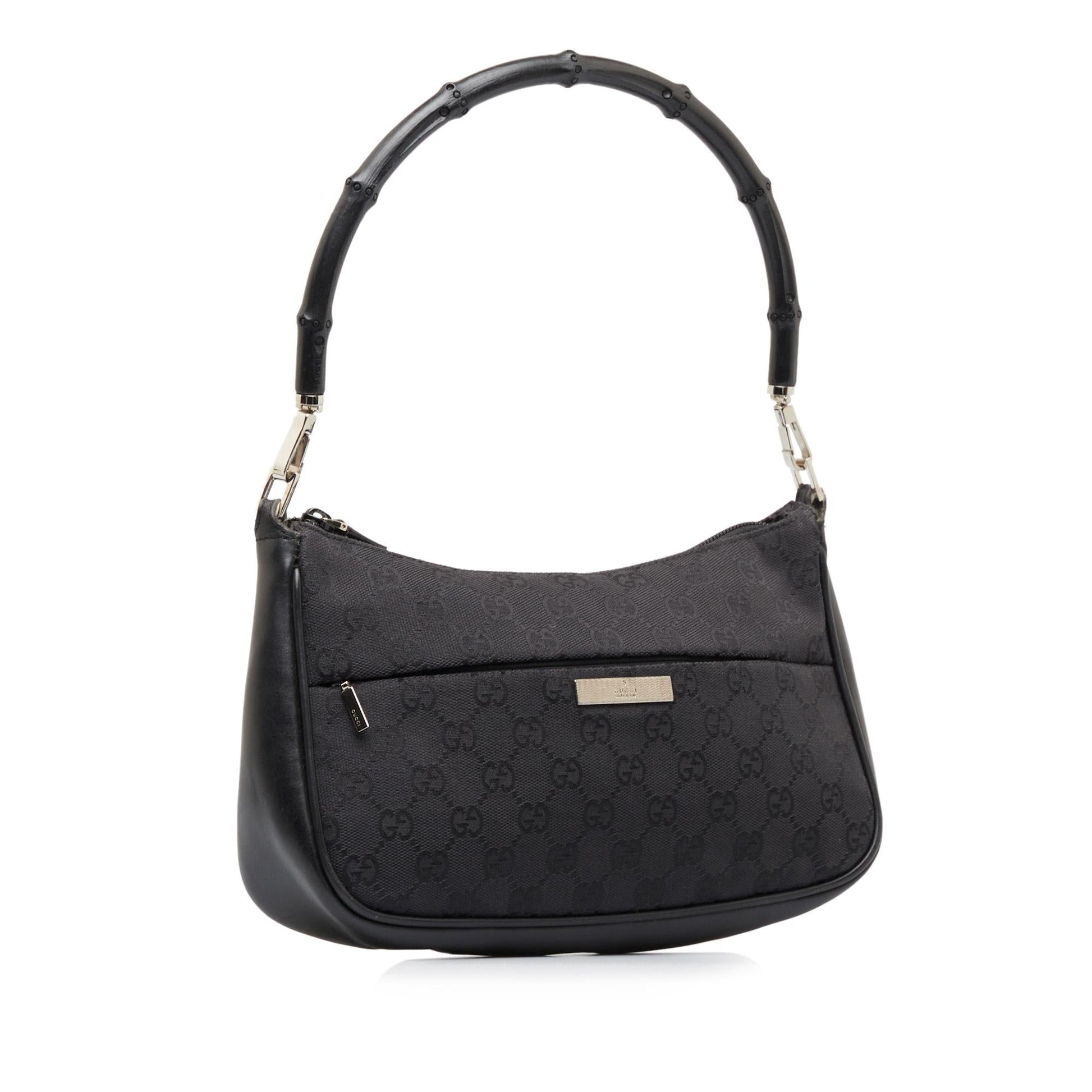 Gucci GG Bamboo Baguette SHG-kSjf51 Canvas Black Handbag