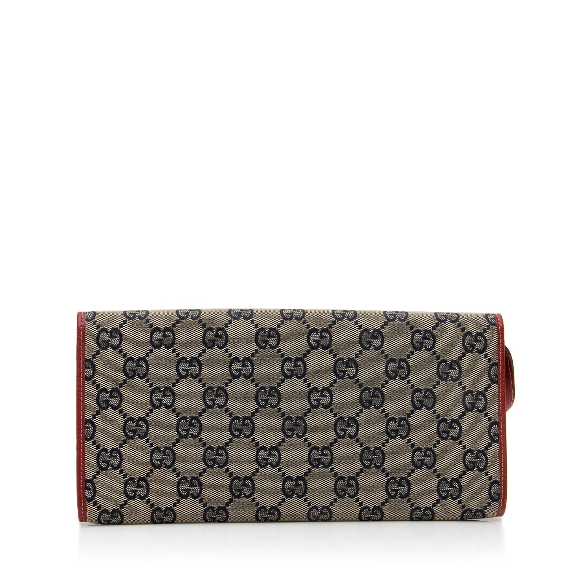 Gucci GG Bamboo Bar SHF Leather Canvas Blue Red Crossbody Bag