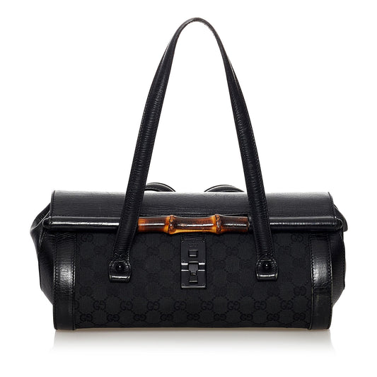 Gucci GG Bamboo Bullet SHG Canvas Black Shoulder Bag
