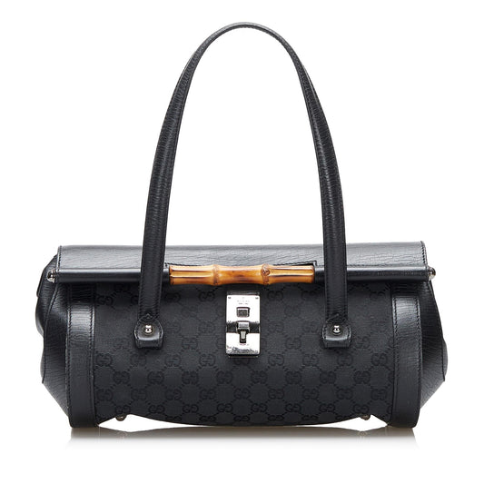 Gucci GG Bamboo Bullet SHG-CXnDa1 Canvas Calf Black Shoulder Bag