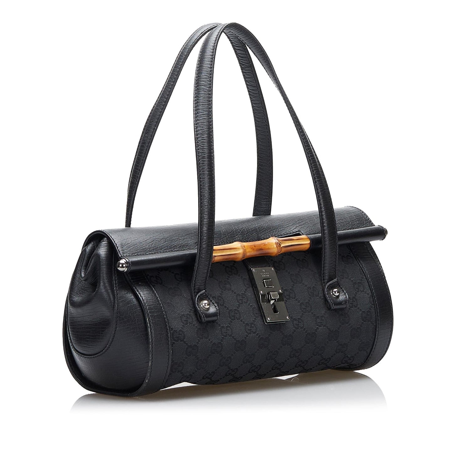 Gucci GG Bamboo Bullet SHG-CXnDa1 Canvas Calf Black Shoulder Bag