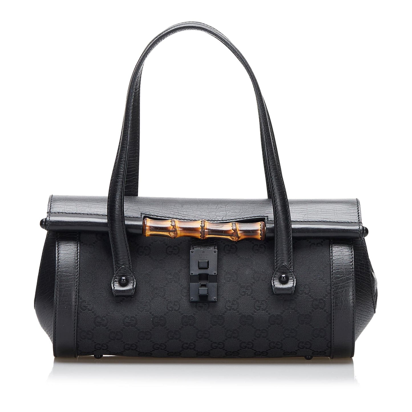 Gucci GG Bamboo Bullet SHG-QnU4Hs Canvas Calf Black Shoulder Bag