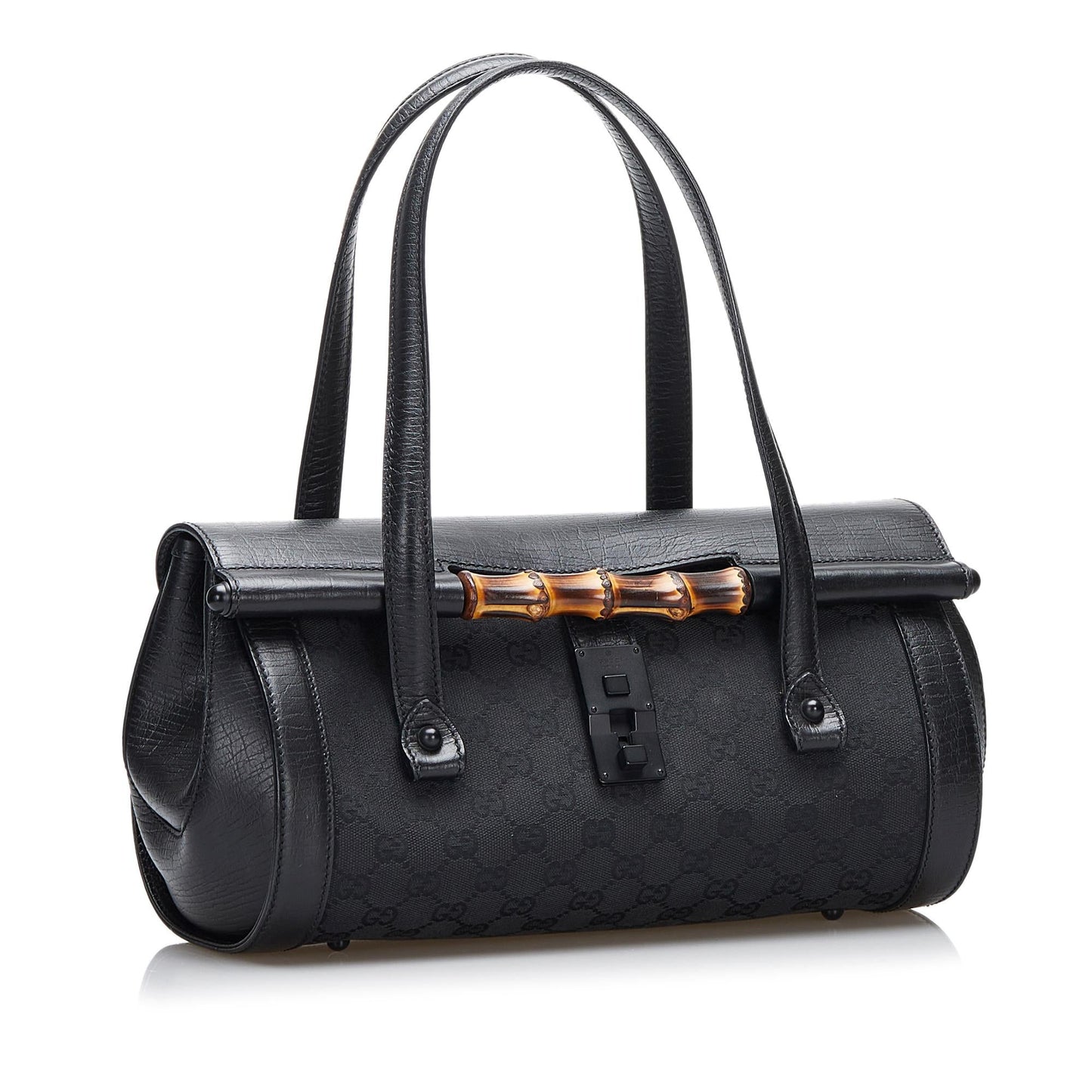Gucci GG Bamboo Bullet SHG-QnU4Hs Canvas Calf Black Shoulder Bag
