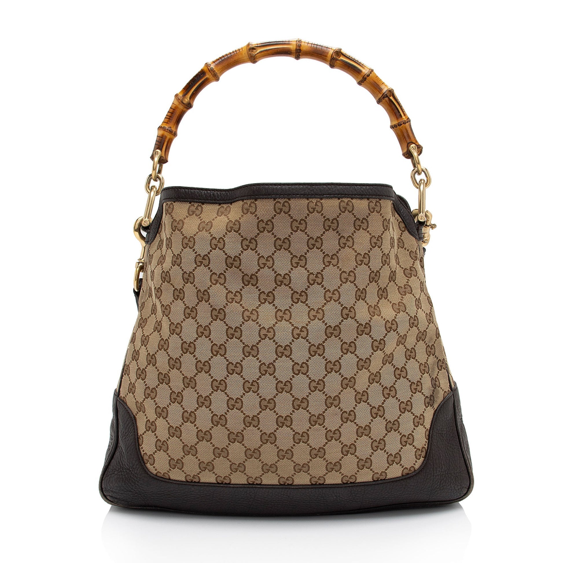 Gucci GG Bamboo Diana SHF-kZtmHw Leather Canvas Brown Beige Shoulder Bag