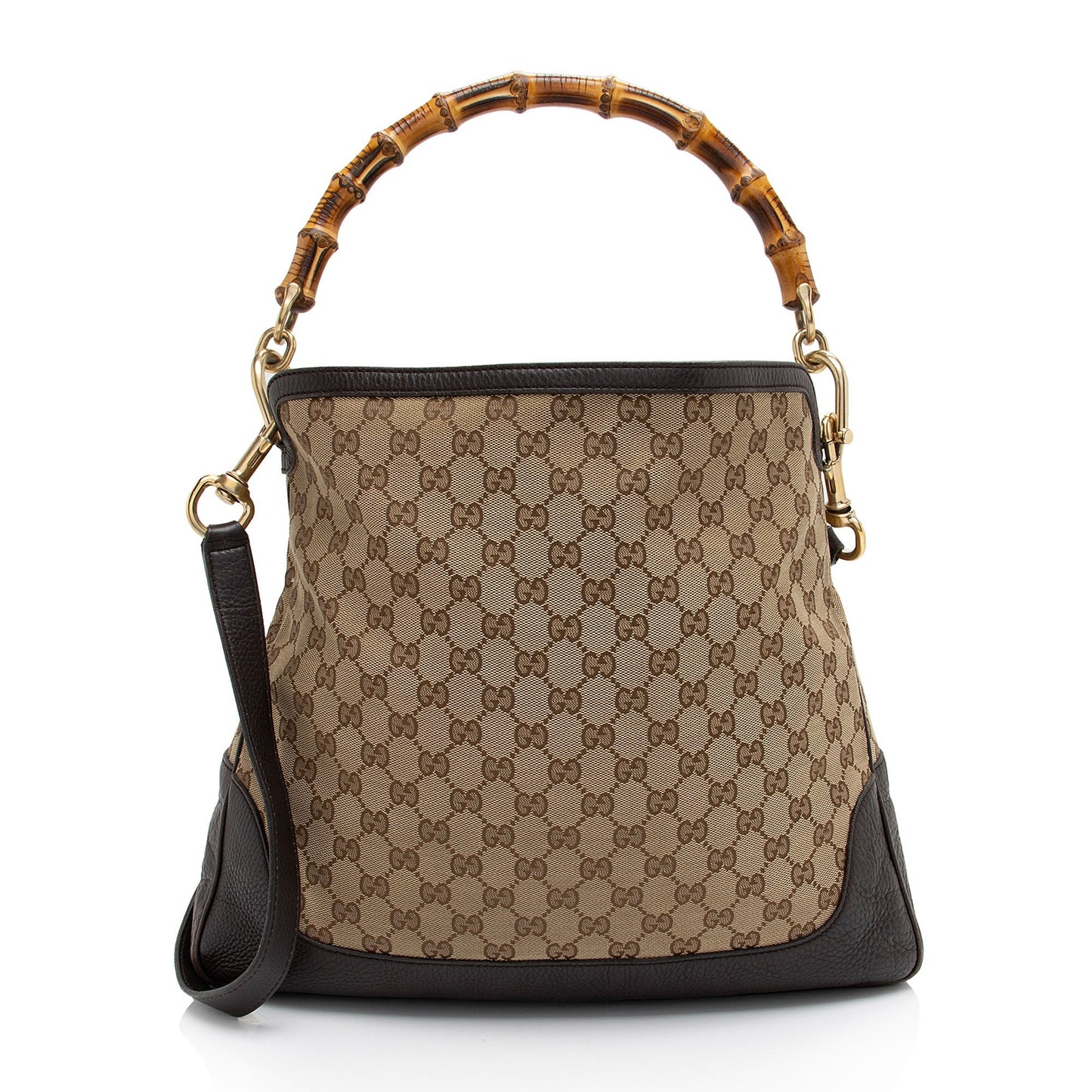 Gucci GG Bamboo Diana SHF-kZtmHw Leather Canvas Brown Beige Shoulder Bag