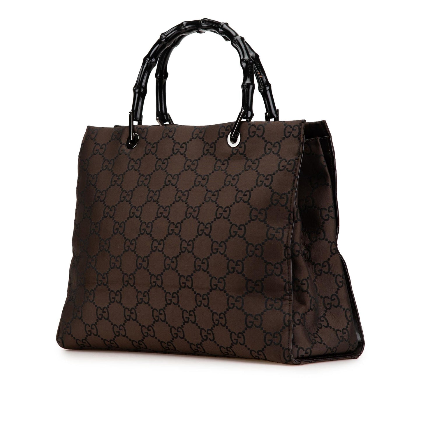 Gucci GG Bamboo Canvas Brown Satchel Bag
