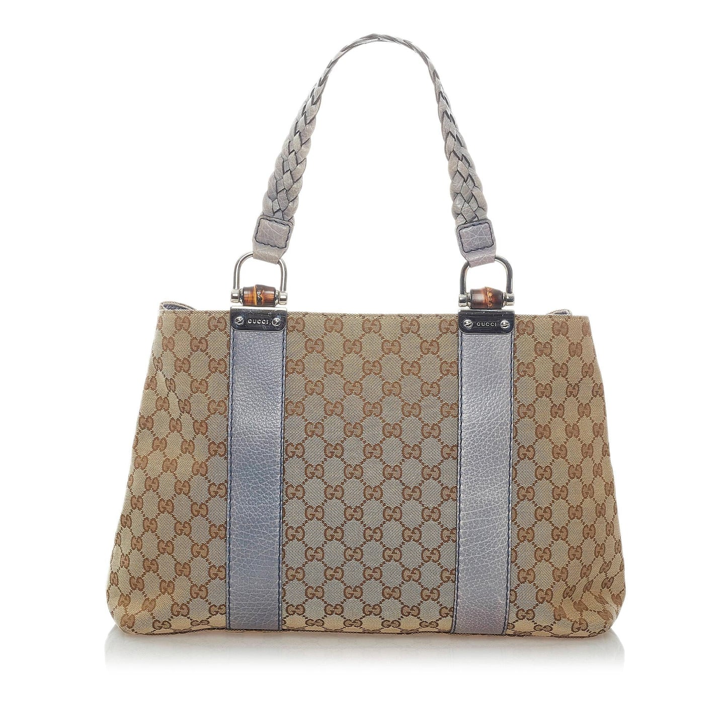 Gucci GG Bamboo Libeccio SHG Canvas Brown Grey Tote Bag
