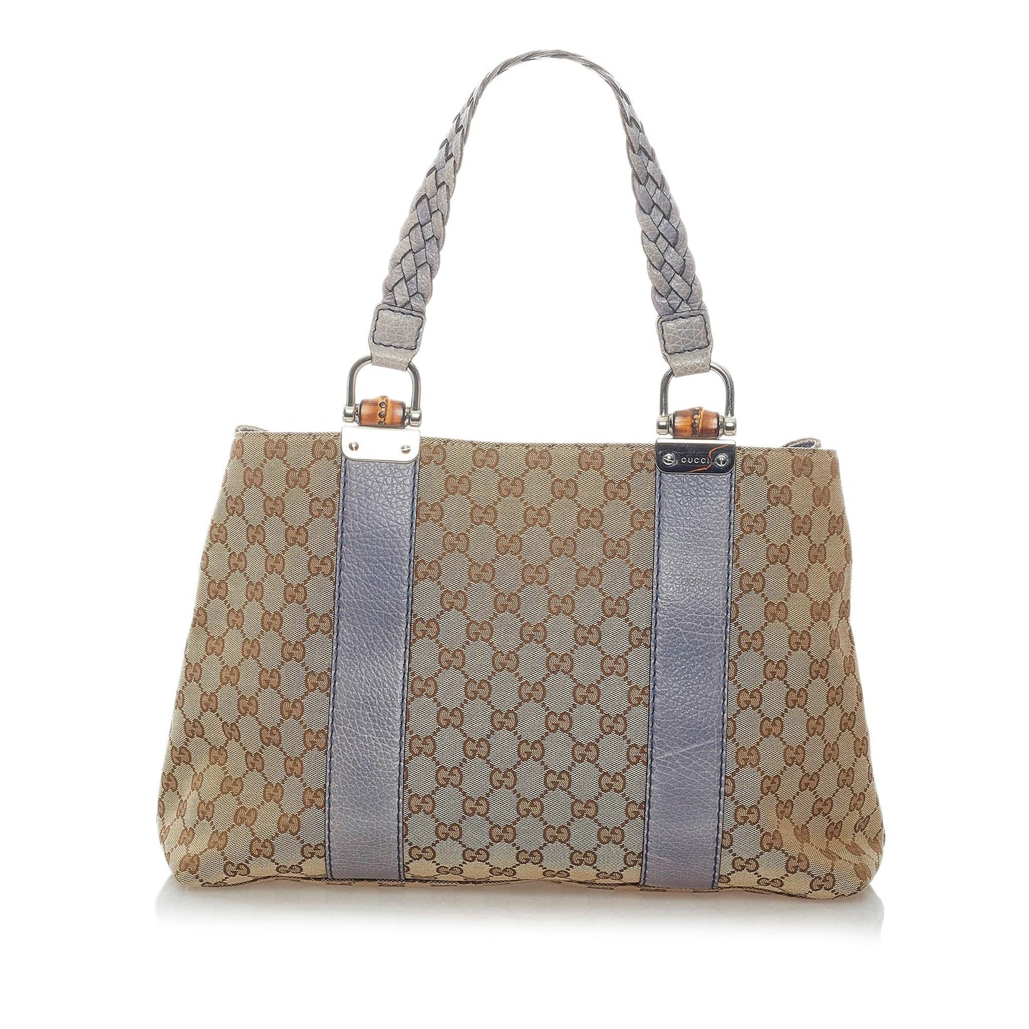 Gucci GG Bamboo Libeccio SHG Canvas Brown Grey Tote Bag