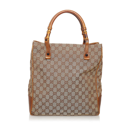 Gucci GG Bamboo SHG Canvas Brown Tote Bag Bag Shg