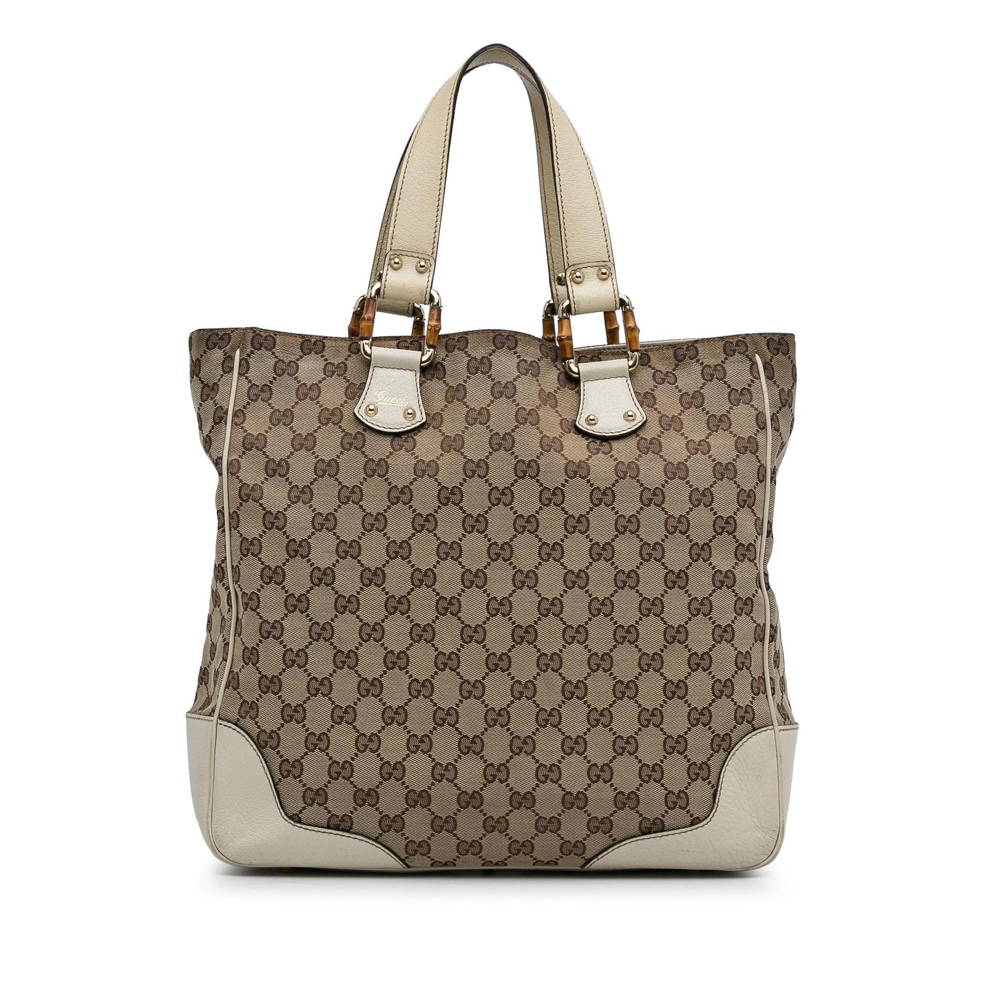 Gucci GG Bamboo SHG-J7IVAF Canvas Calf Brown Tote Bag