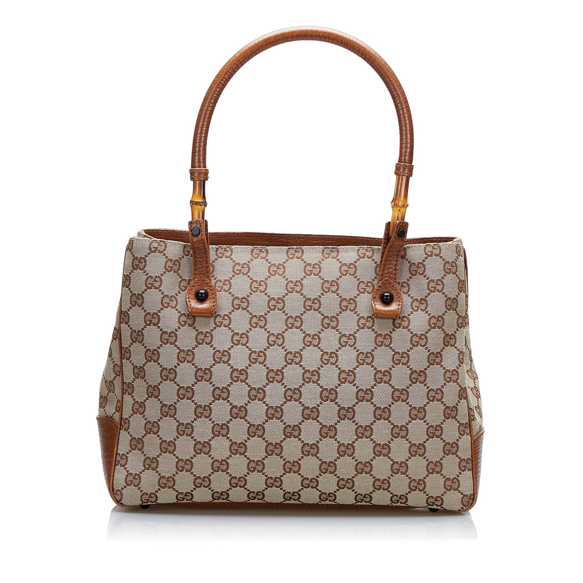 Gucci GG Bamboo SHG-onnXj3 Canvas Calf Brown Tote Bag
