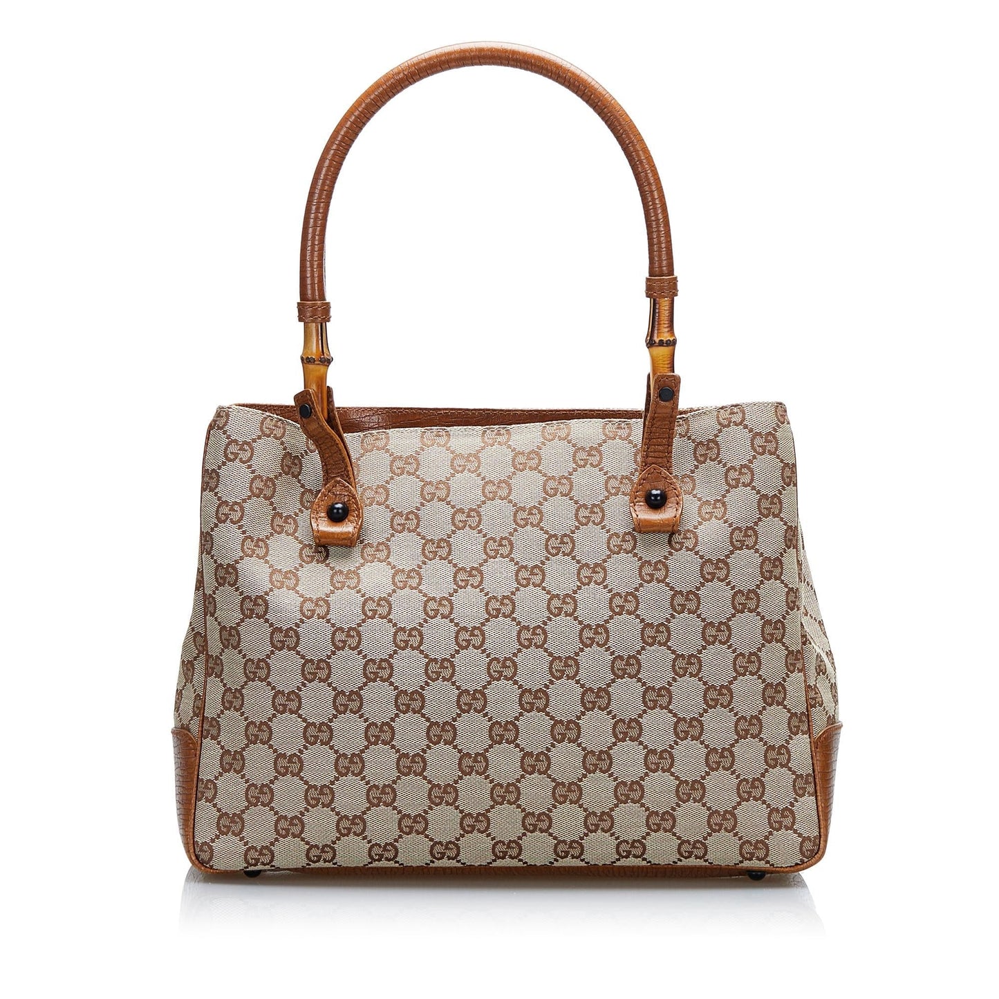 Gucci GG Bamboo SHG-onnXj3 Canvas Calf Brown Tote Bag
