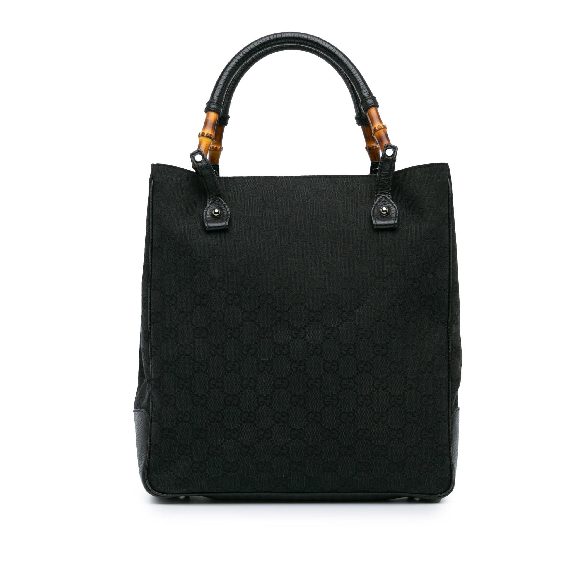 Gucci GG Bamboo SHG-b7lQHd Canvas Calf Black Tote Bag