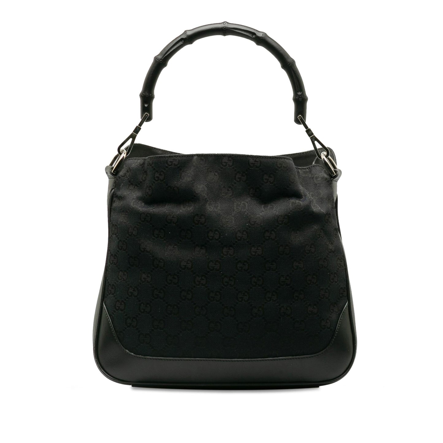 Gucci GG Bamboo Web SHG-pA9yyO Canvas Calf Black Satchel Bag