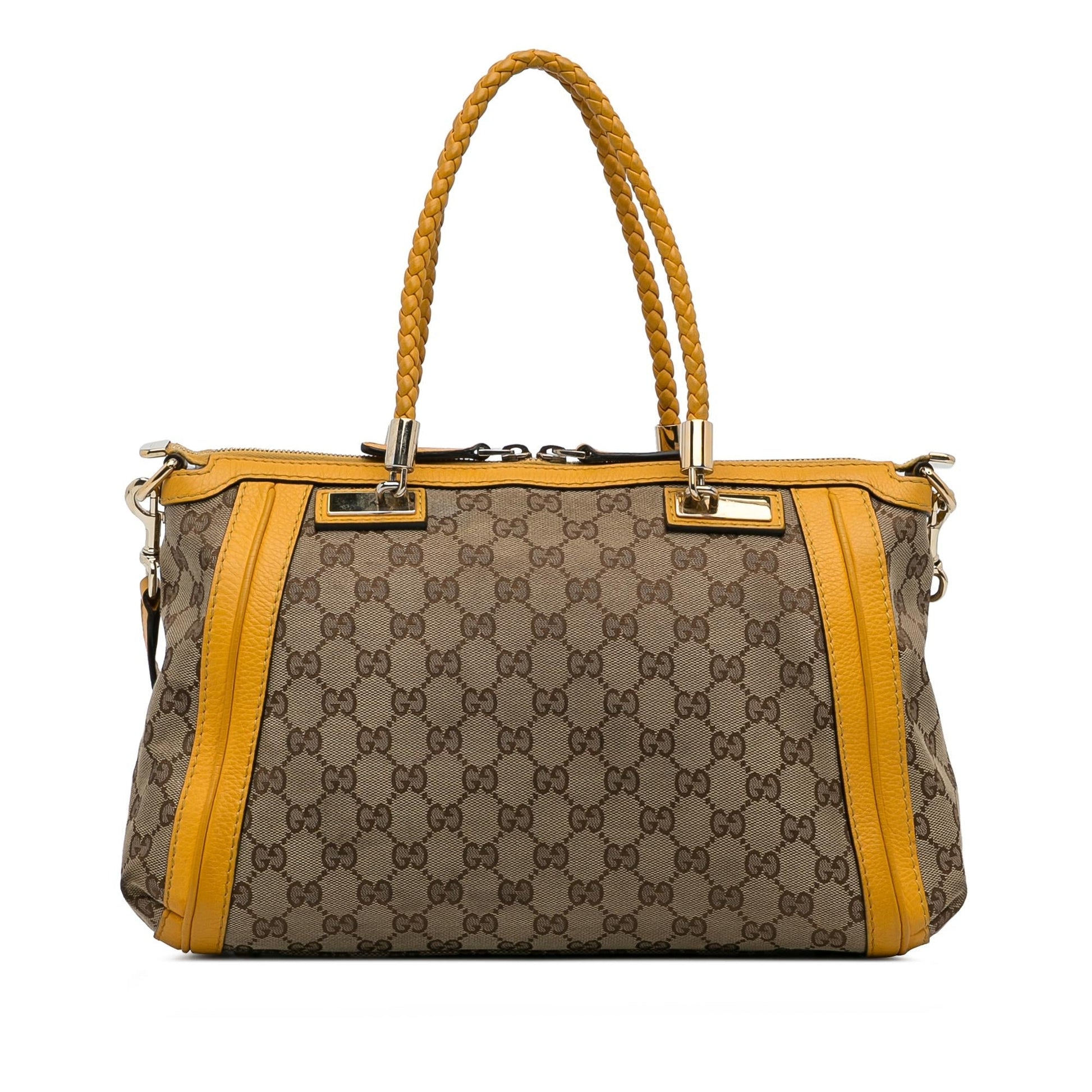 Gucci GG Bella SHG-MKV4Ek Canvas Calf Brown Satchel Bag