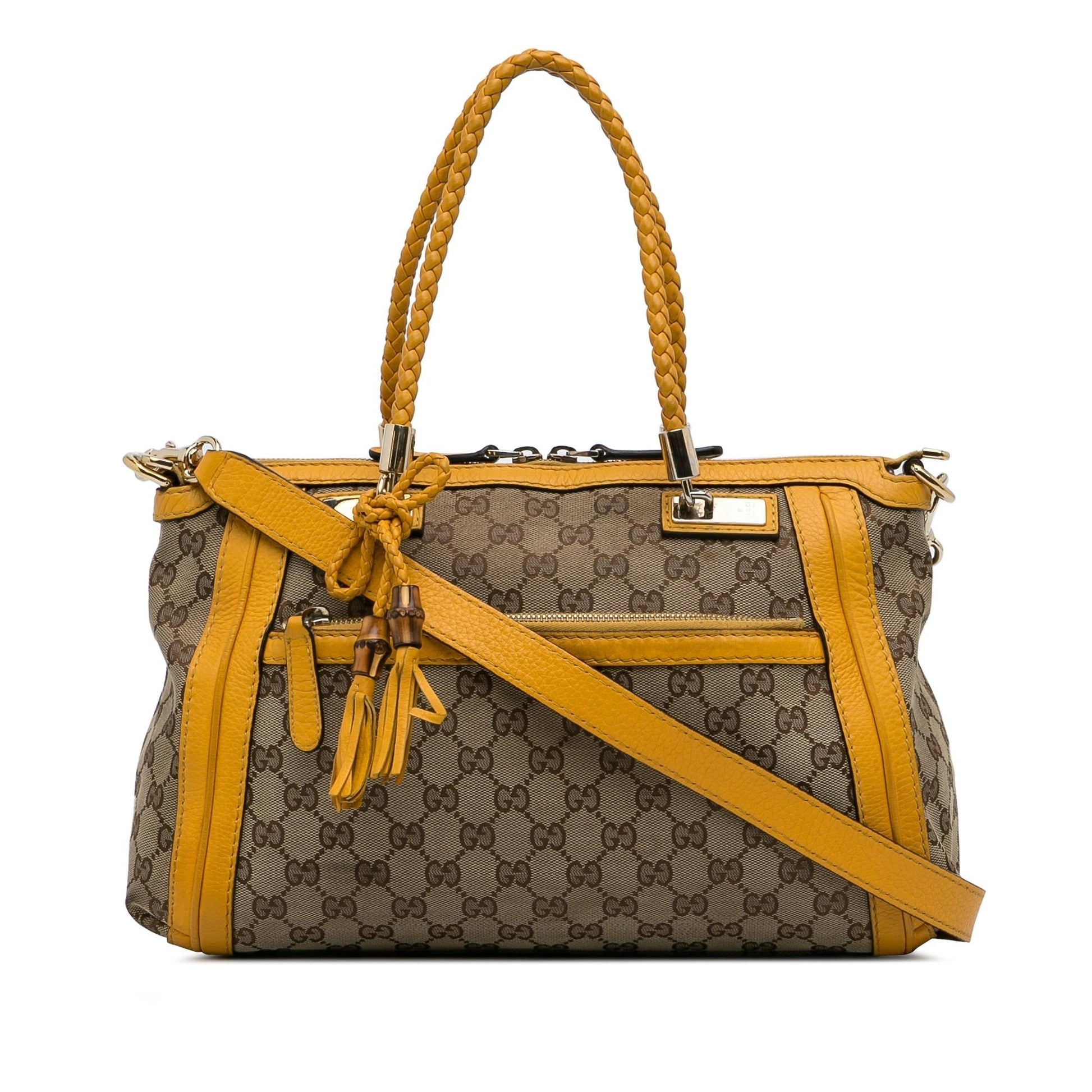 Gucci GG Bella SHG-MKV4Ek Canvas Calf Brown Satchel Bag