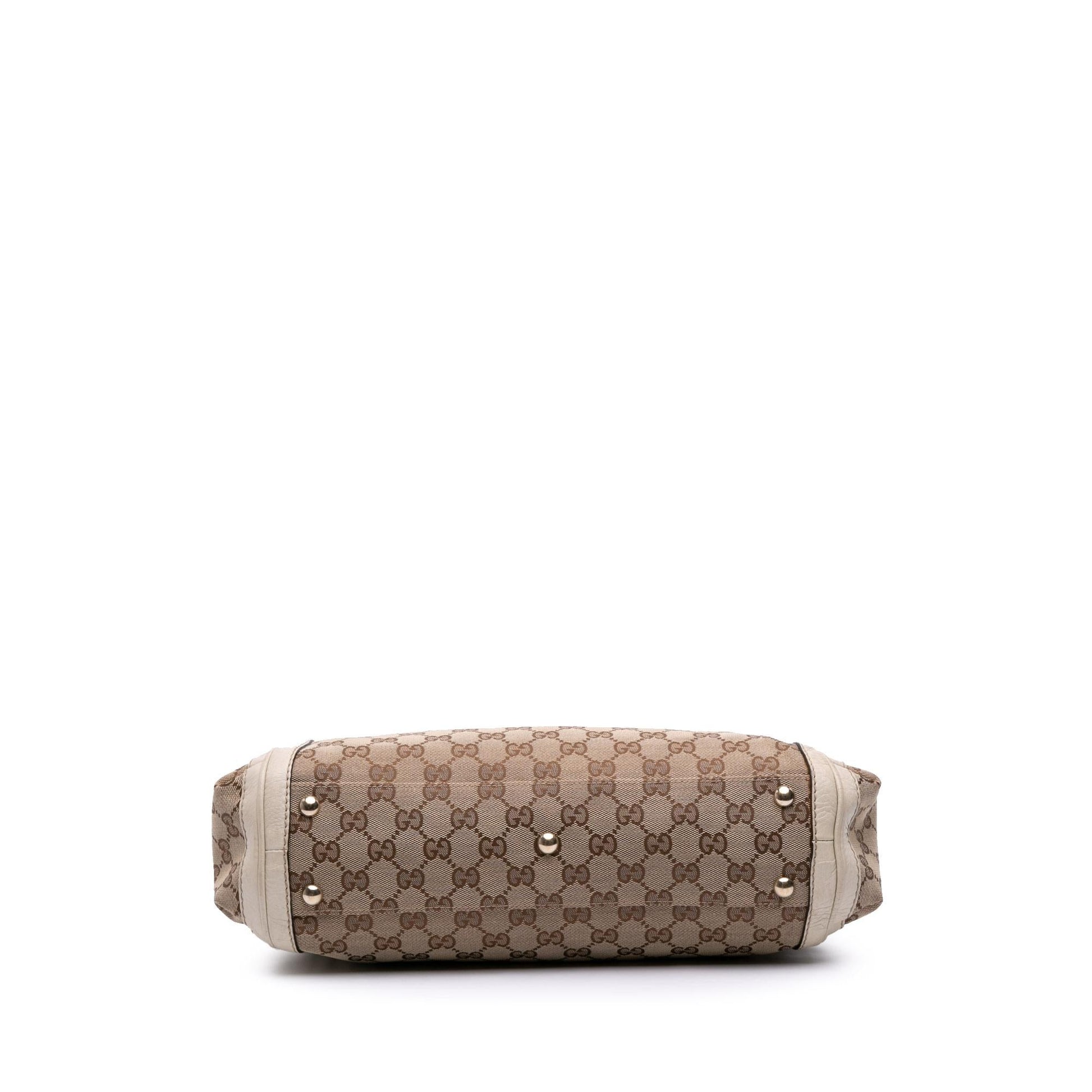 Gucci GG Bella Canvas Calf White Brown Satchel Bag