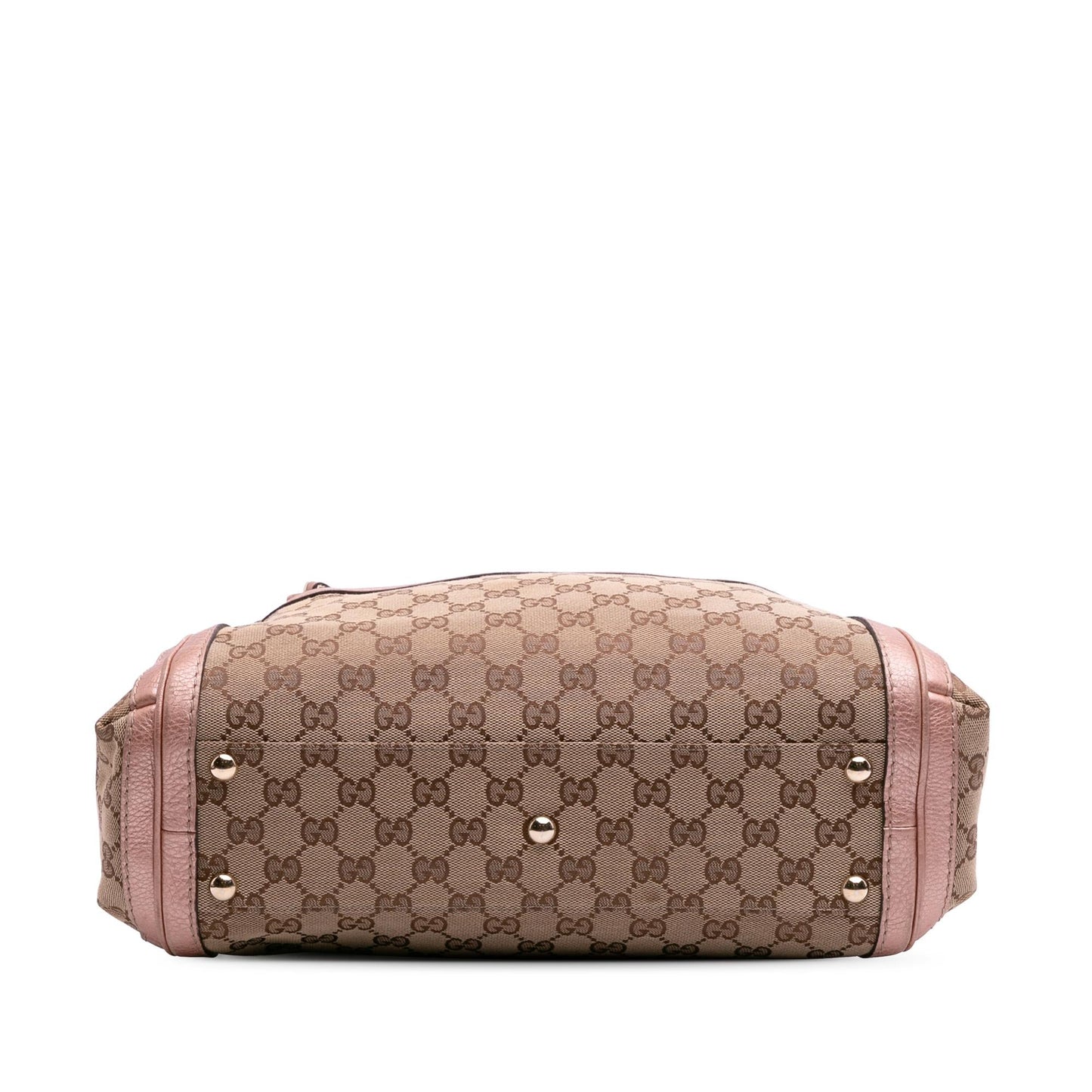 Gucci GG Bella Canvas Calf Brown Pink Satchel Bag Satchel 7