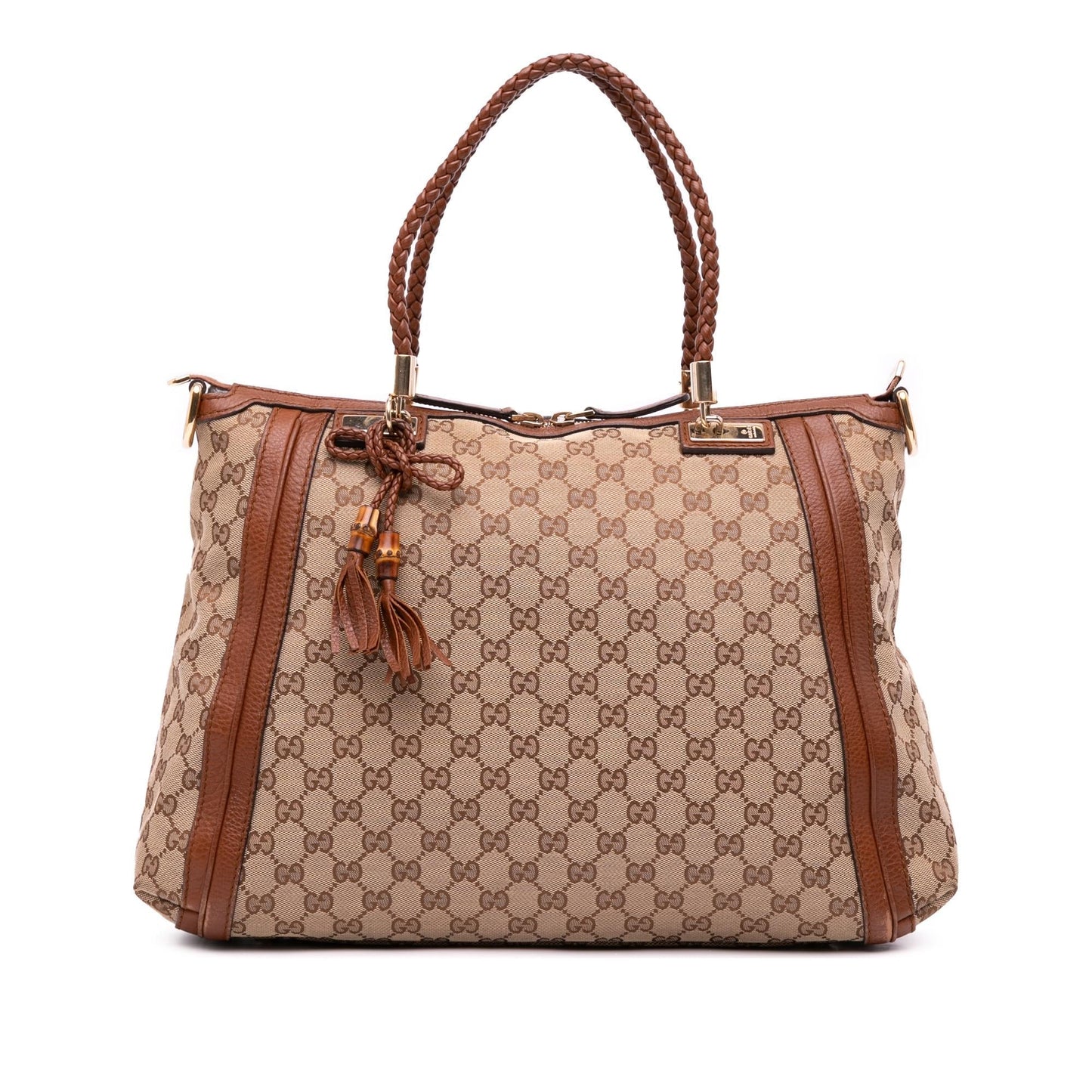 Gucci GG Bella Canvas Calf Brown Satchel Bag Satchel 6