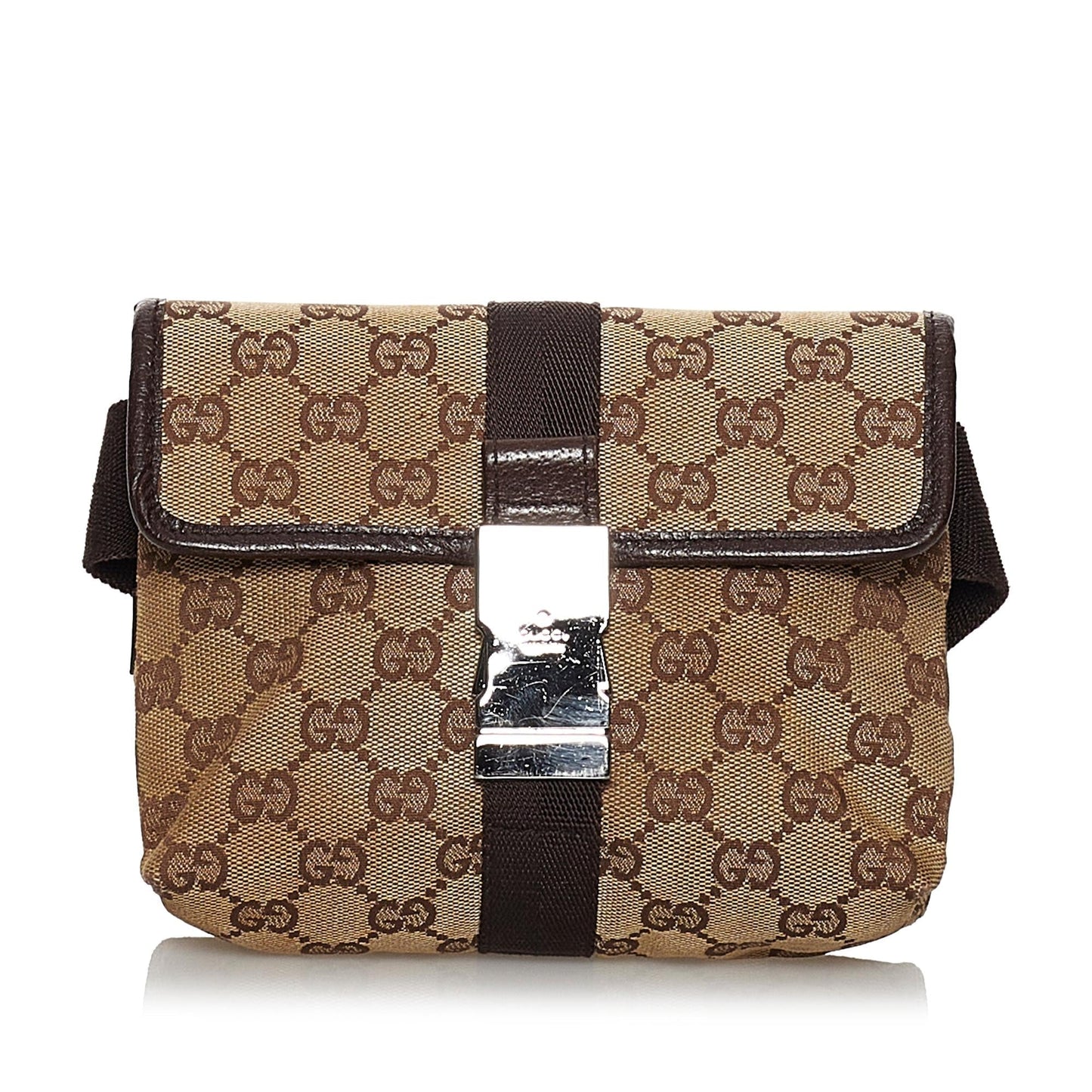 Gucci GG Belt SHG Canvas Brown Accessory 6