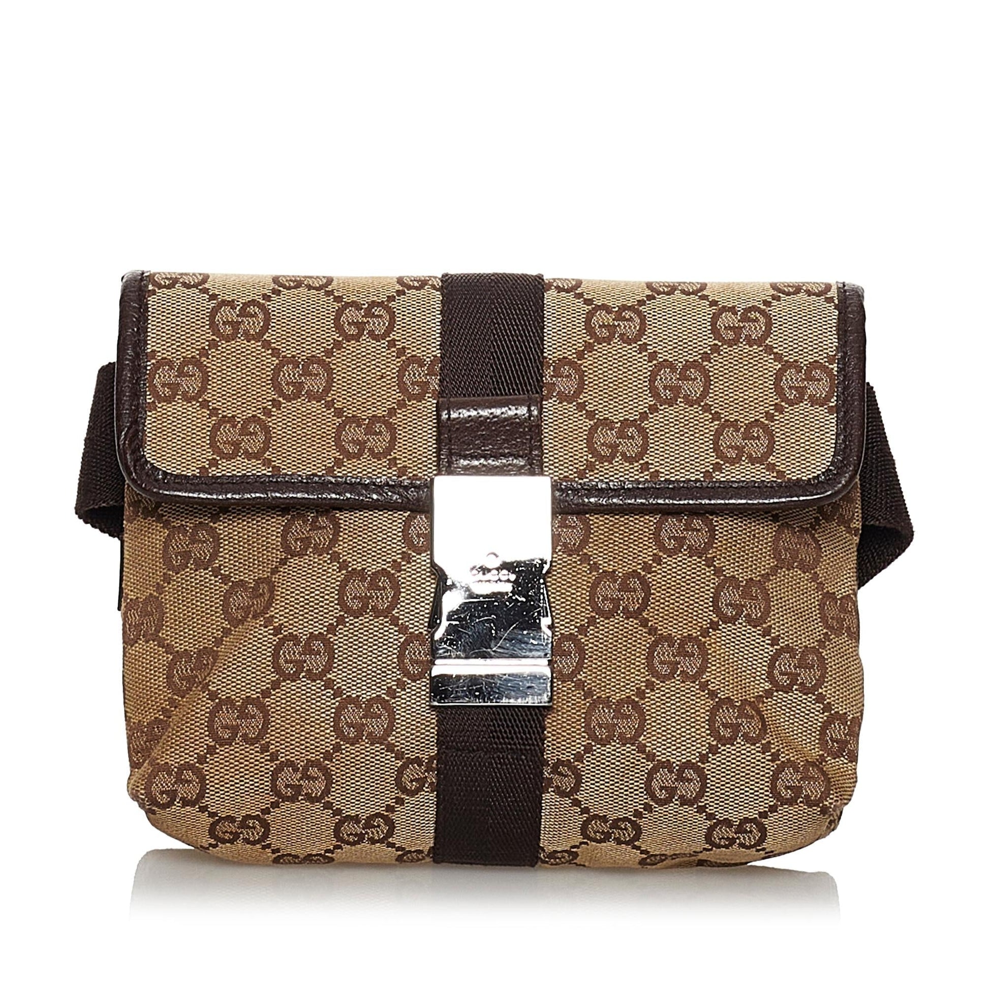 Gucci GG Belt SHG Canvas Brown Accessory 6