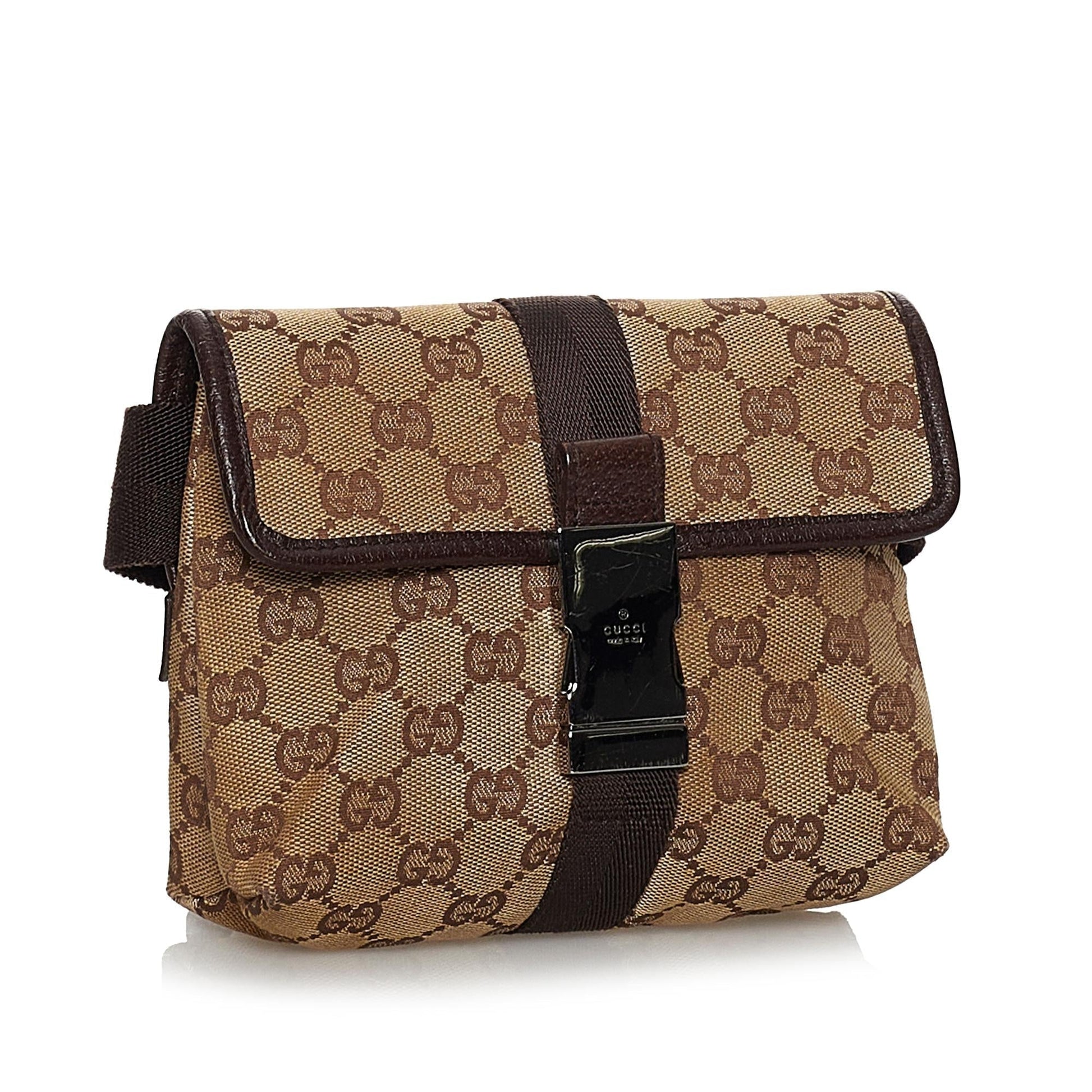 Gucci GG Belt SHG Canvas Brown Accessory 6