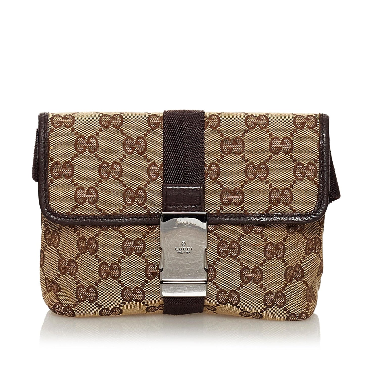 Gucci GG Belt SHG Canvas Calf Brown Accessory Bag Shg