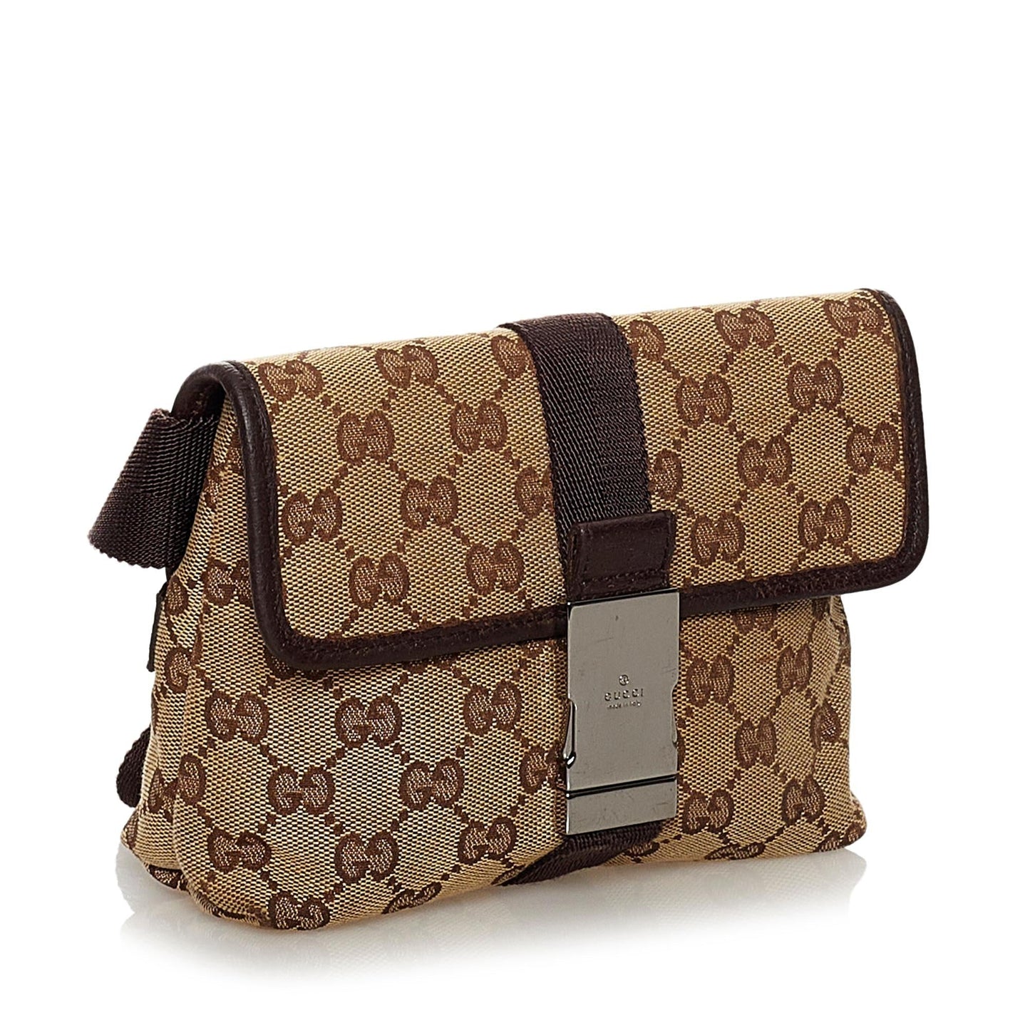 Gucci GG Belt SHG Canvas Calf Brown Accessory Bag Shg