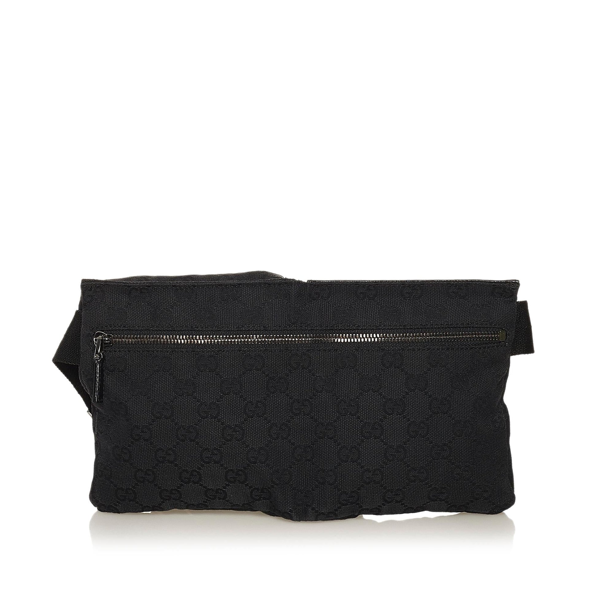 Gucci GG Belt SHG Canvas Black Accessory Bag Shg