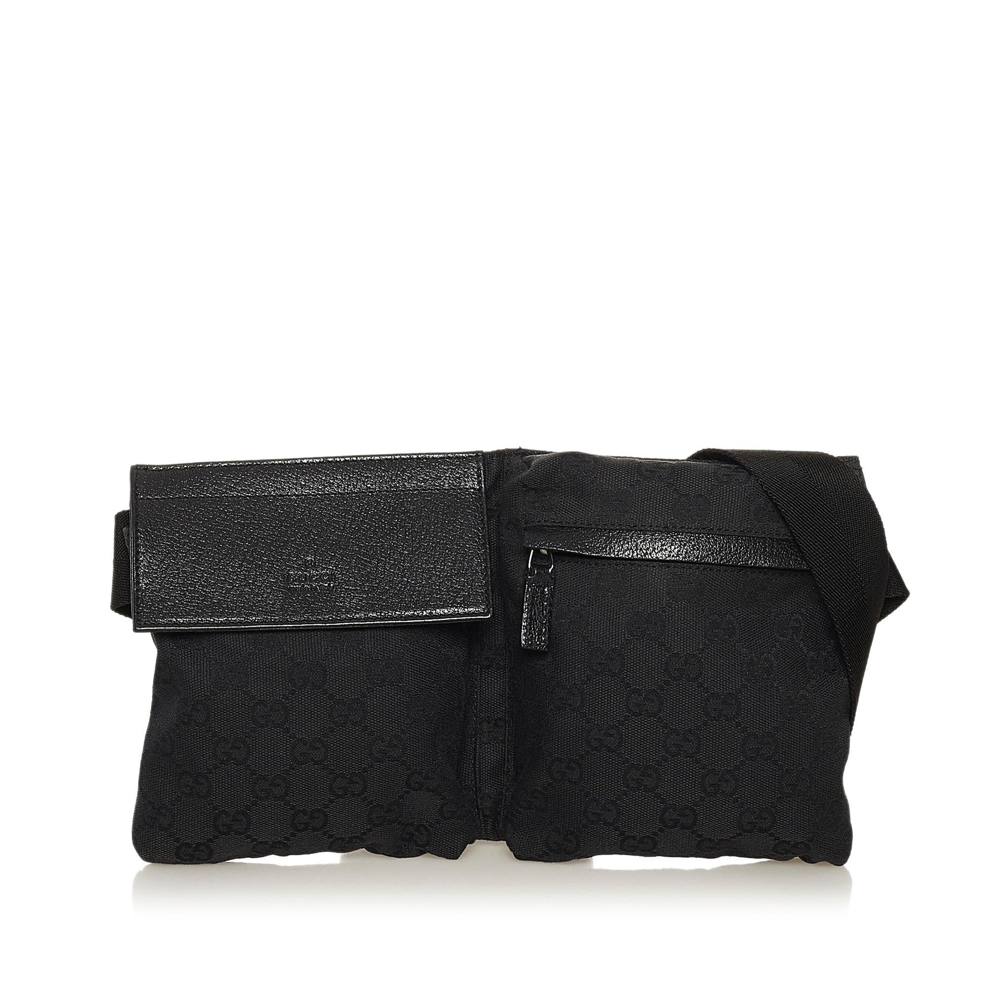 Gucci GG Belt SHG Canvas Black Accessory Bag Shg