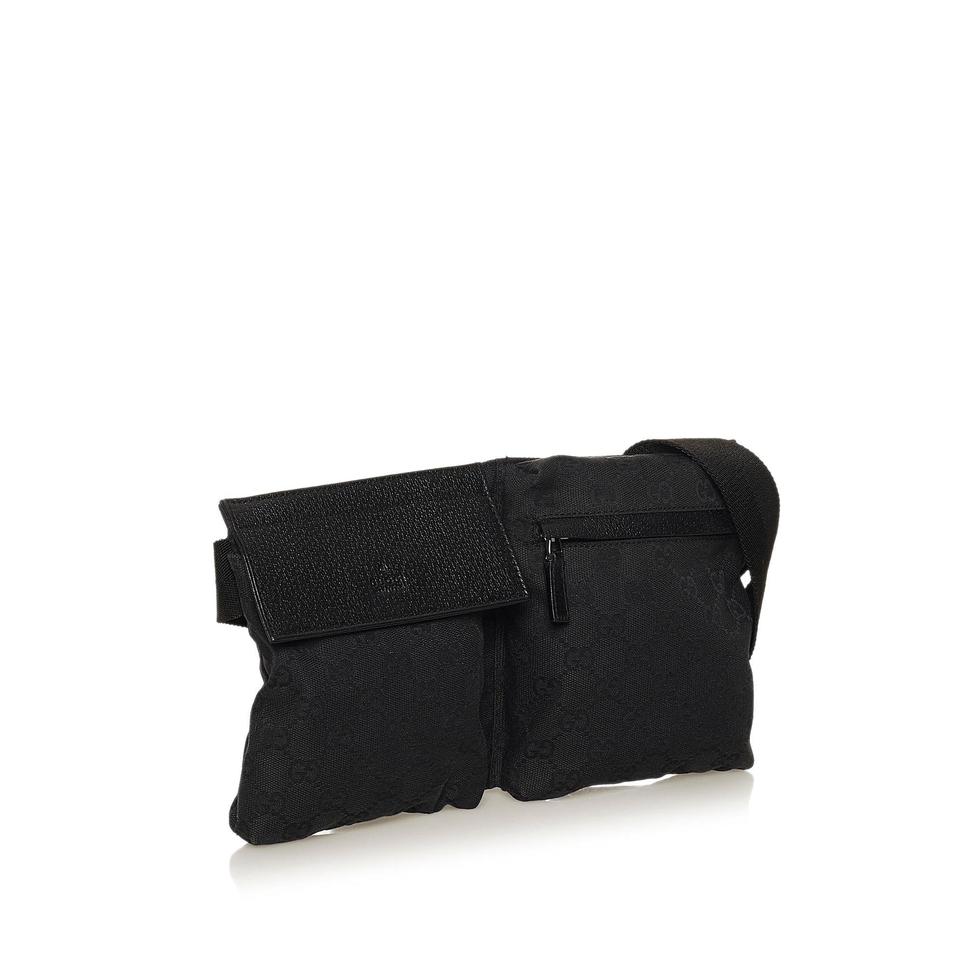 Gucci GG Belt SHG Canvas Black Accessory Bag Shg