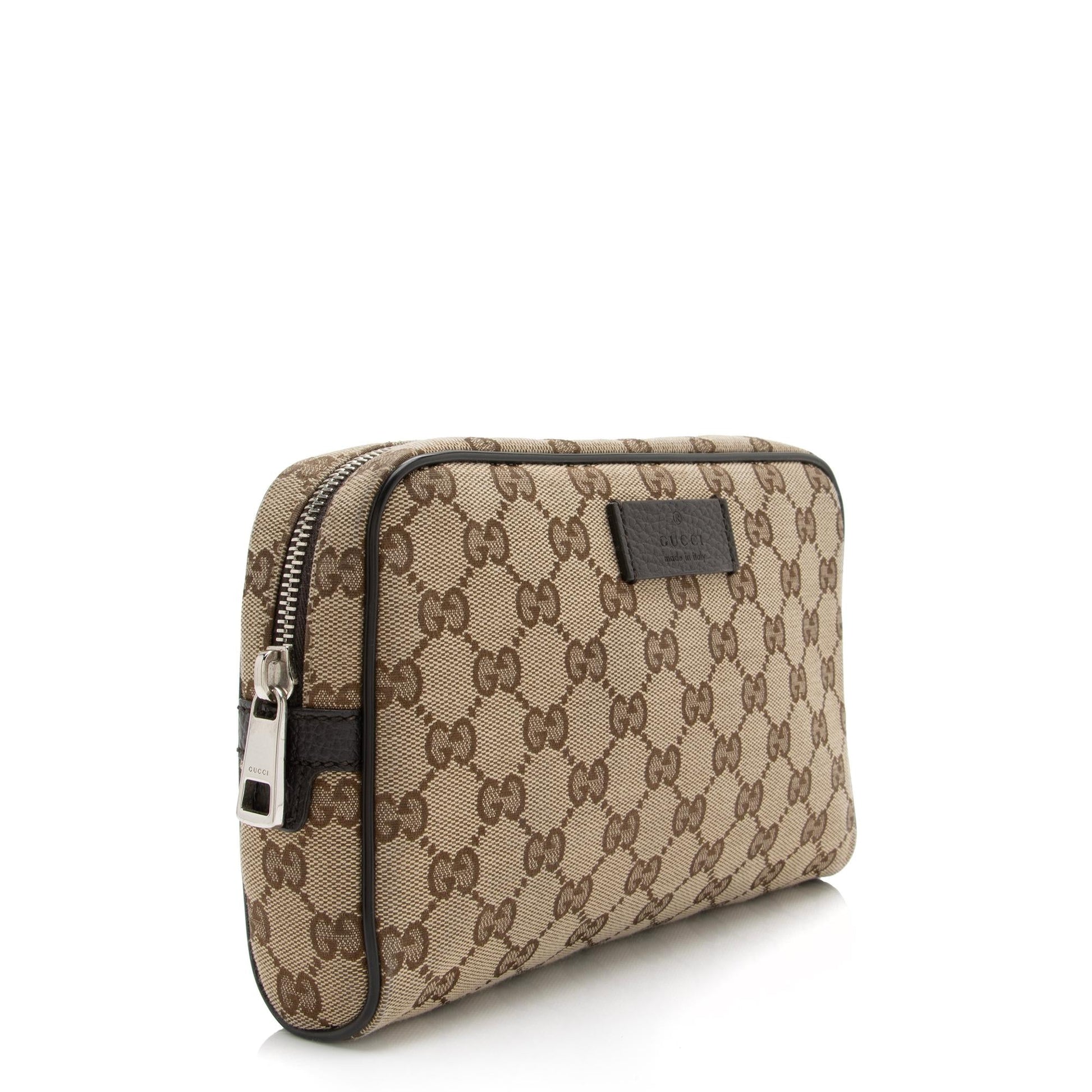 Gucci GG Belt SHF Leather Canvas Nylon Brown Accessory Bag Shf