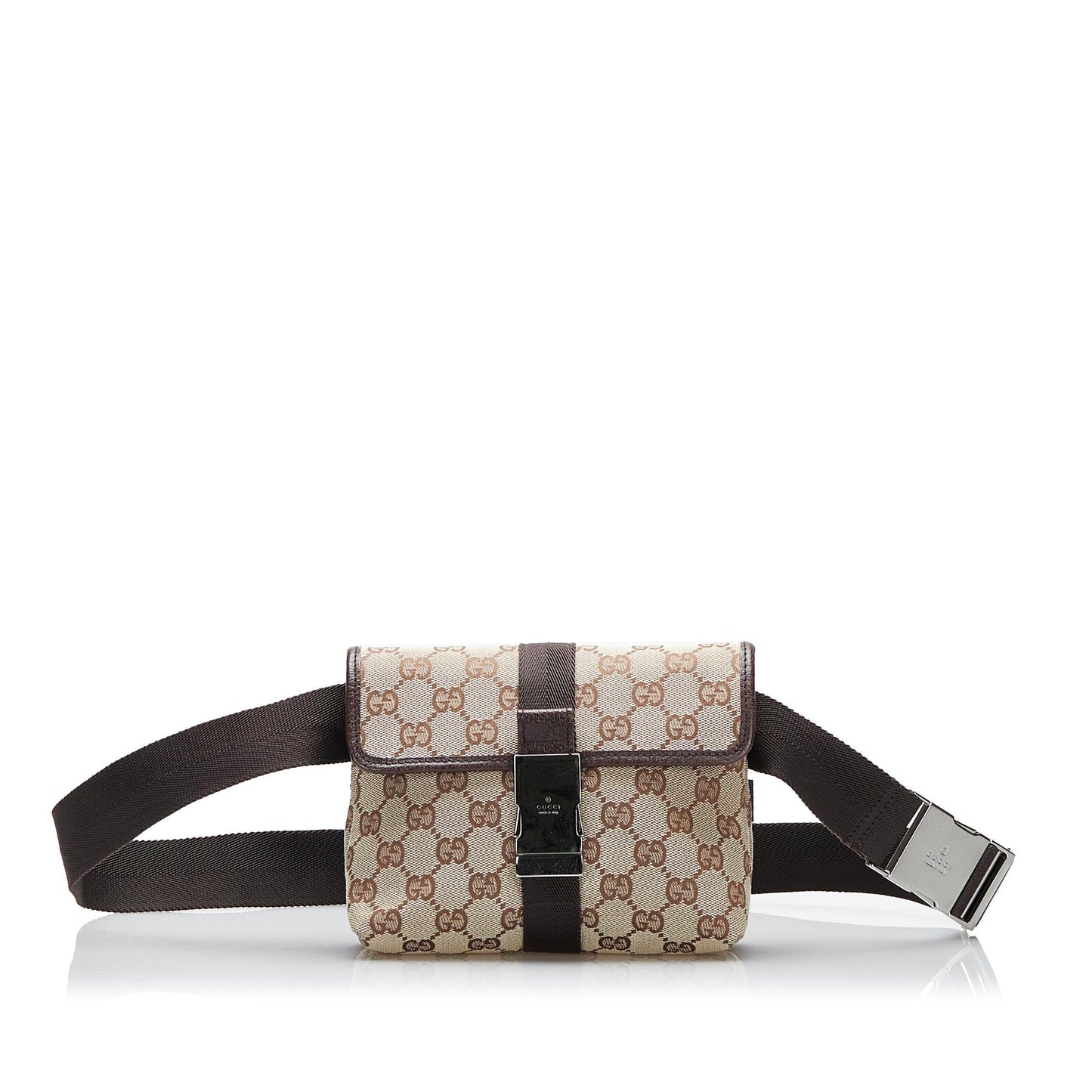 Gucci GG Belt SHG-UxavlD Canvas Calf Brown Accessory