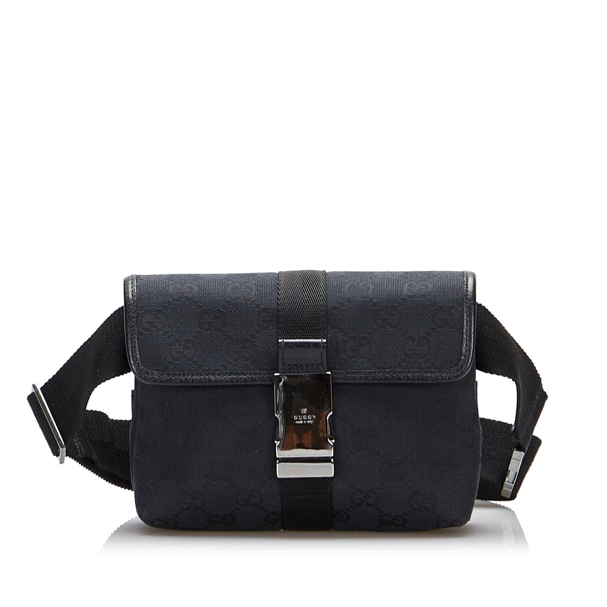 Gucci GG Belt SHG-OmJYck Canvas Black Accessory