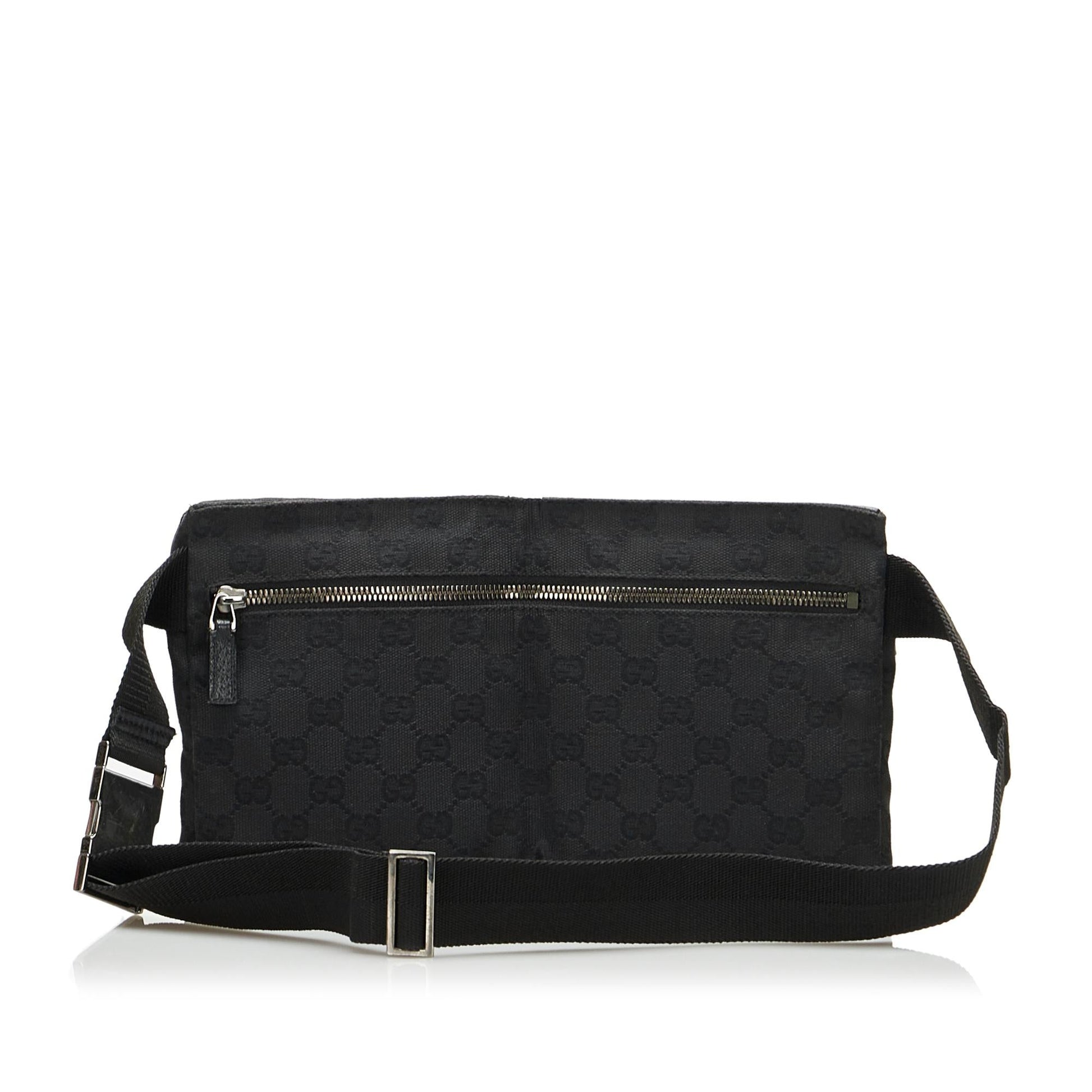 Gucci GG Belt SHG-GLFGvx Canvas Black Accessory
