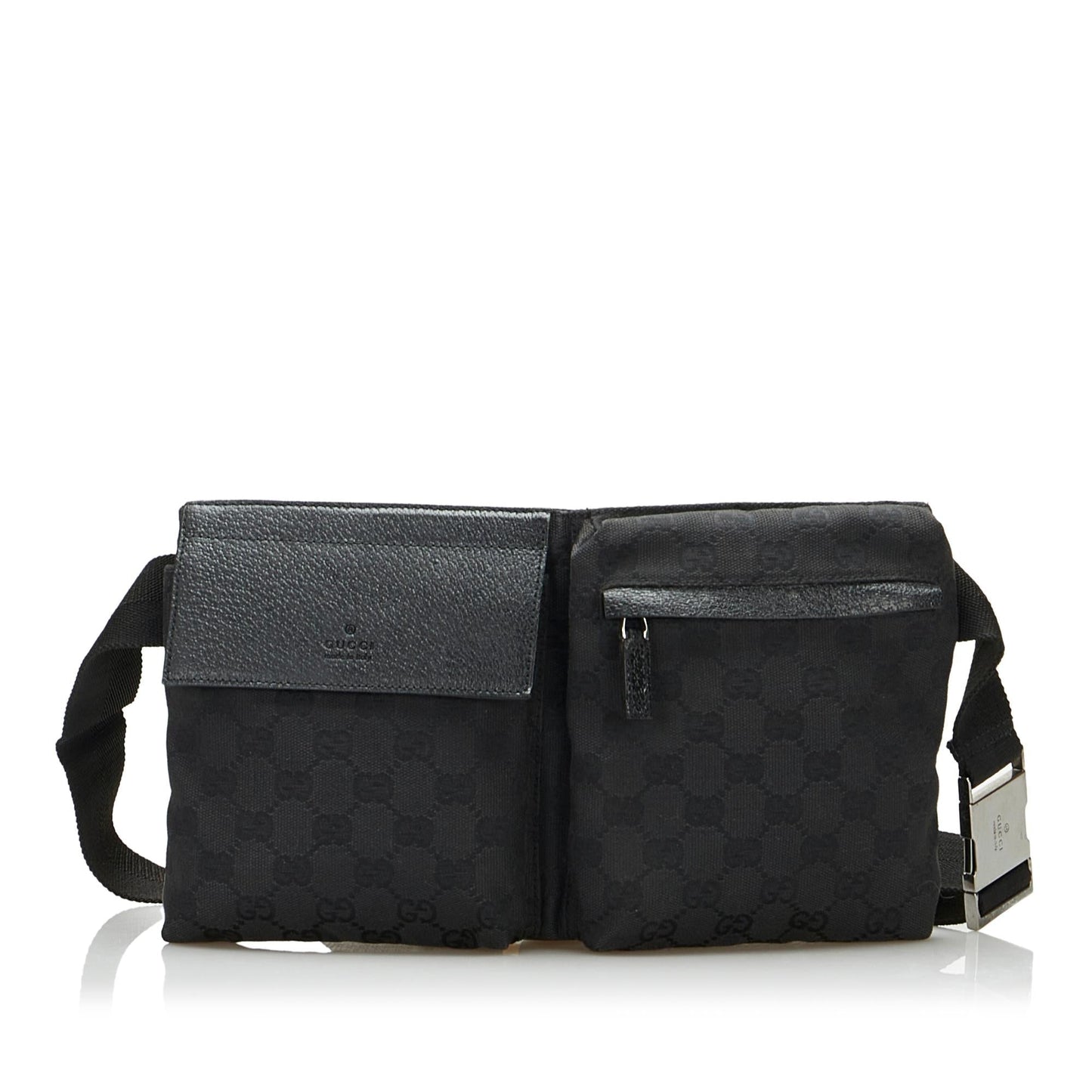 Gucci GG Belt SHG-GLFGvx Canvas Black Accessory